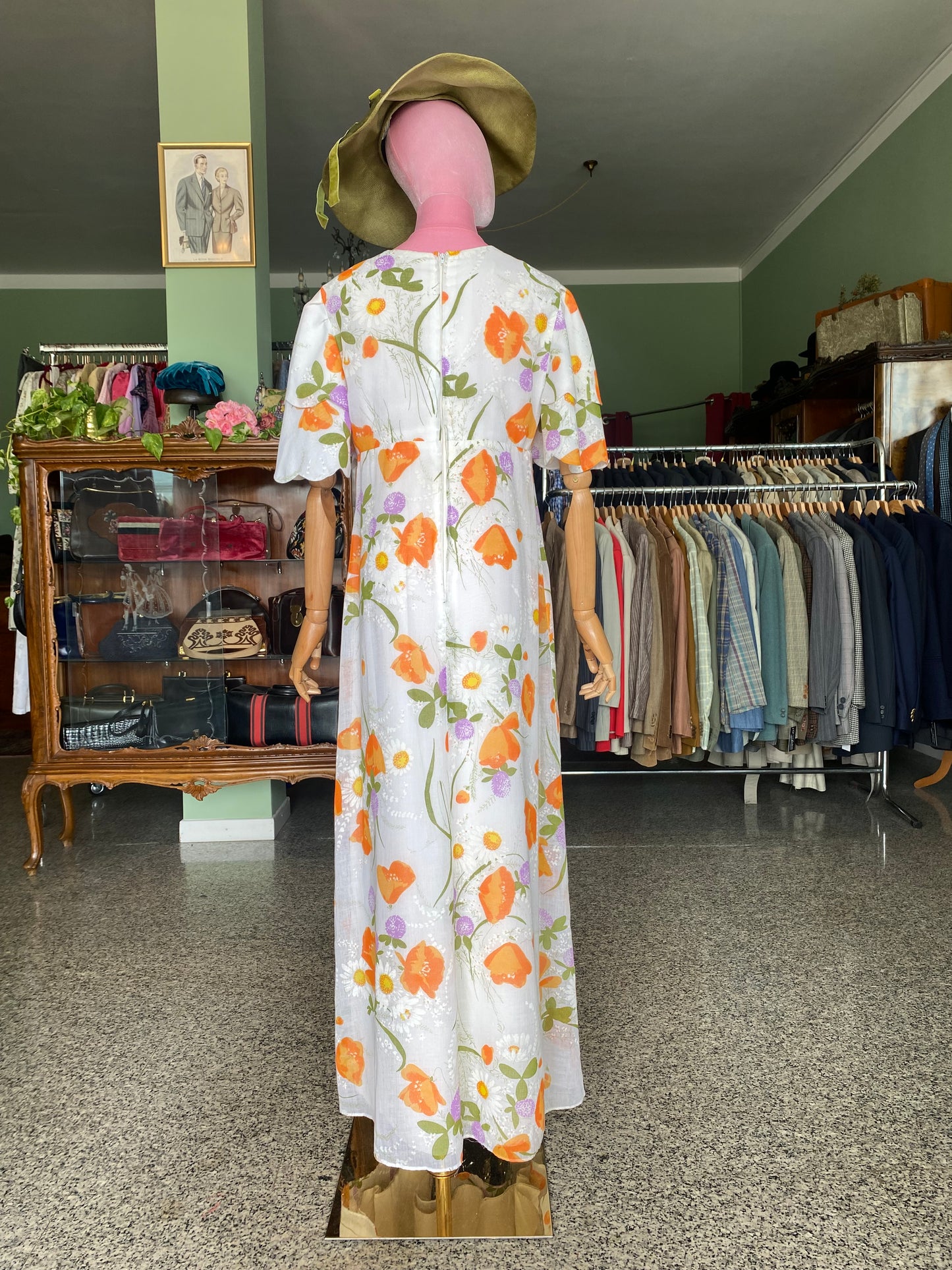 Fiori d’arancio – Maxi dress anni '70 dal sapore rinascimentale - TG. 42 circa