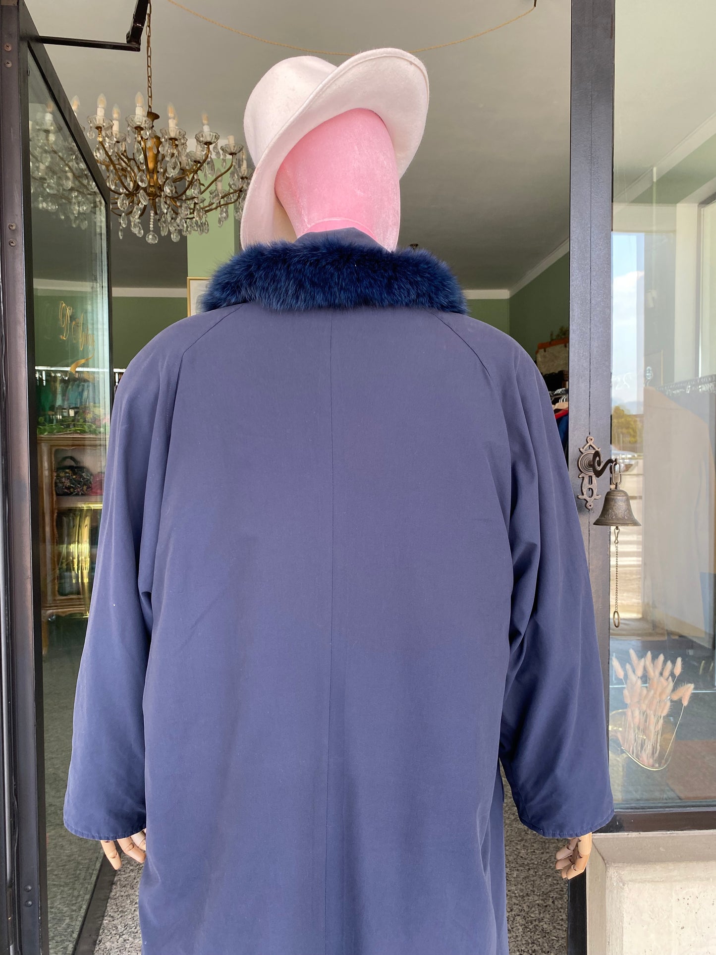 Trench blu con fodera in eco pelliccia - Per Roberta