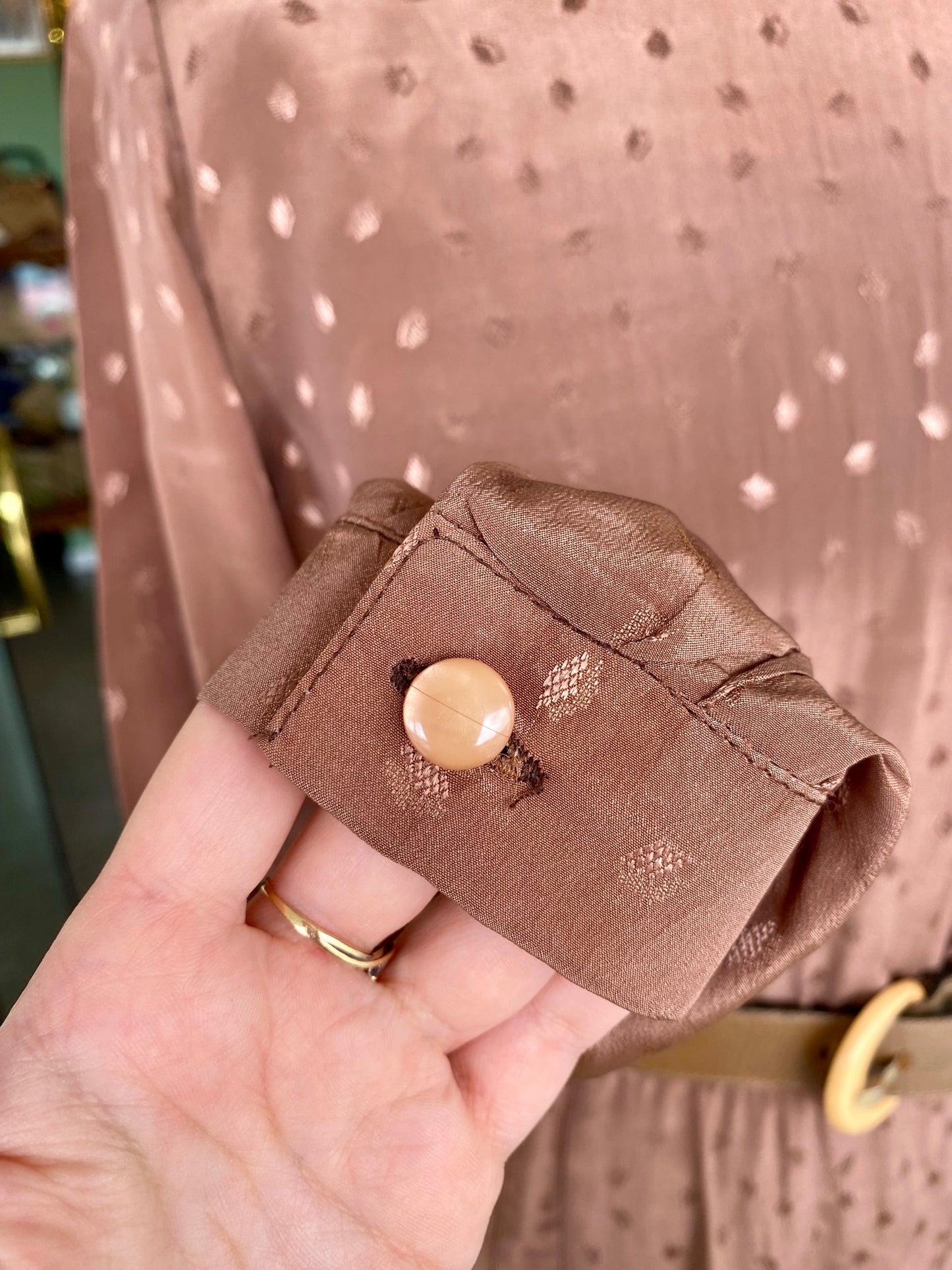 Abito in pura seta color cacao con dettagli rétro - TG. 42/44