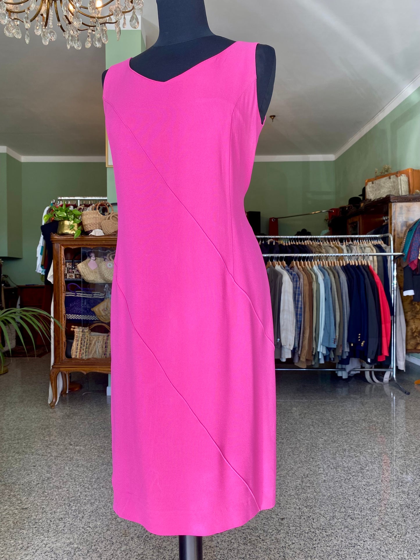 Tubino anni ‘90 fucsia in crepe di seta - TG. 42/44