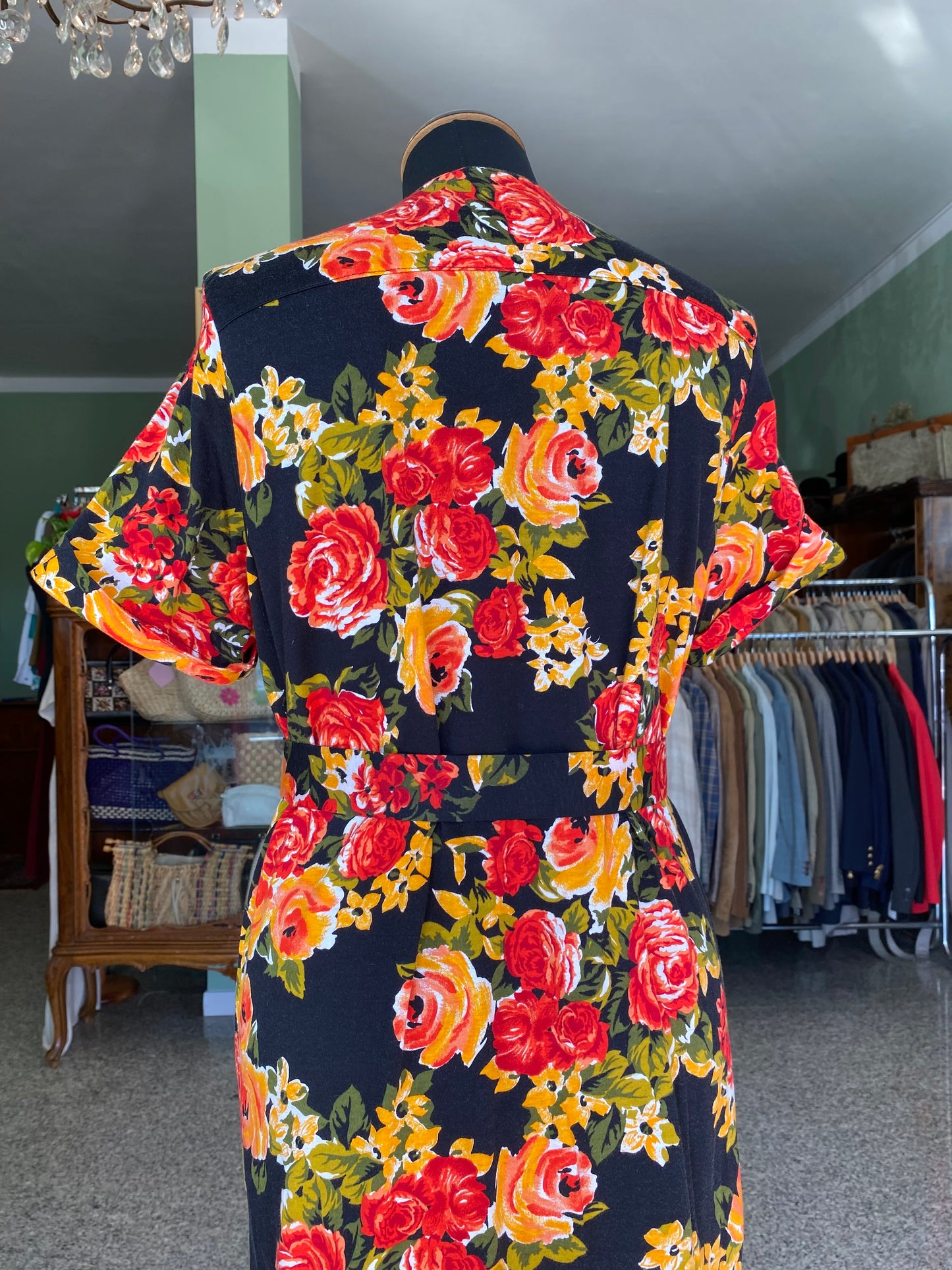 Abito in misto cotone con rose - TG. 42 circa