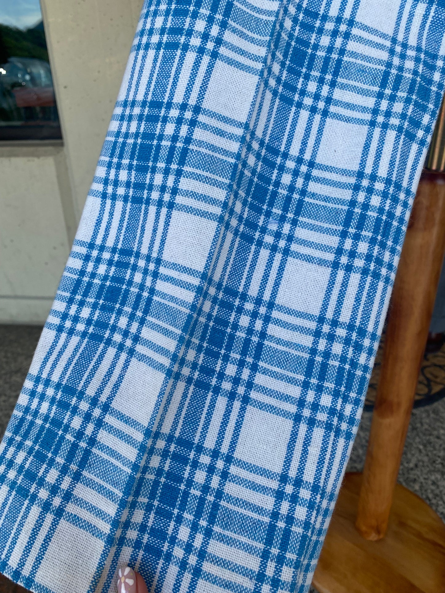 Pantaloni anni ‘70 a quadri celesti - TG. 36