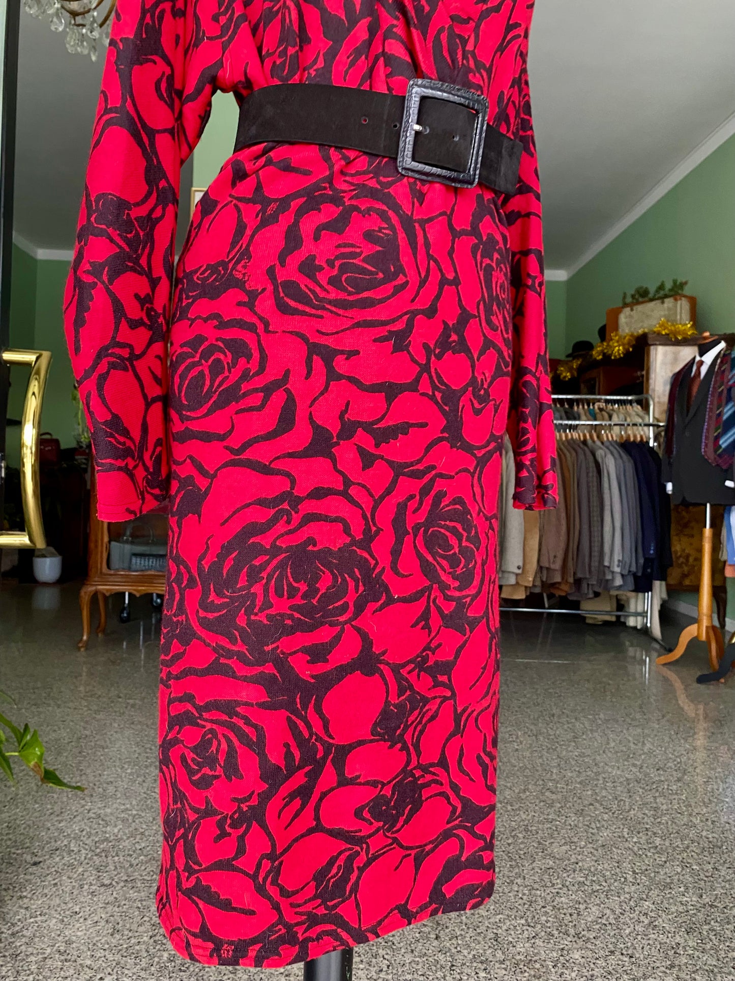 Abito in maglia di lana con rose - TG. 40/42/44