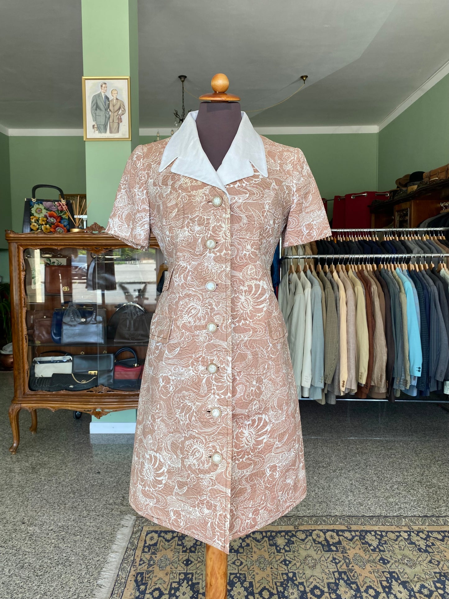 Abito anni ‘60 in broccato di cotone - TG. 42