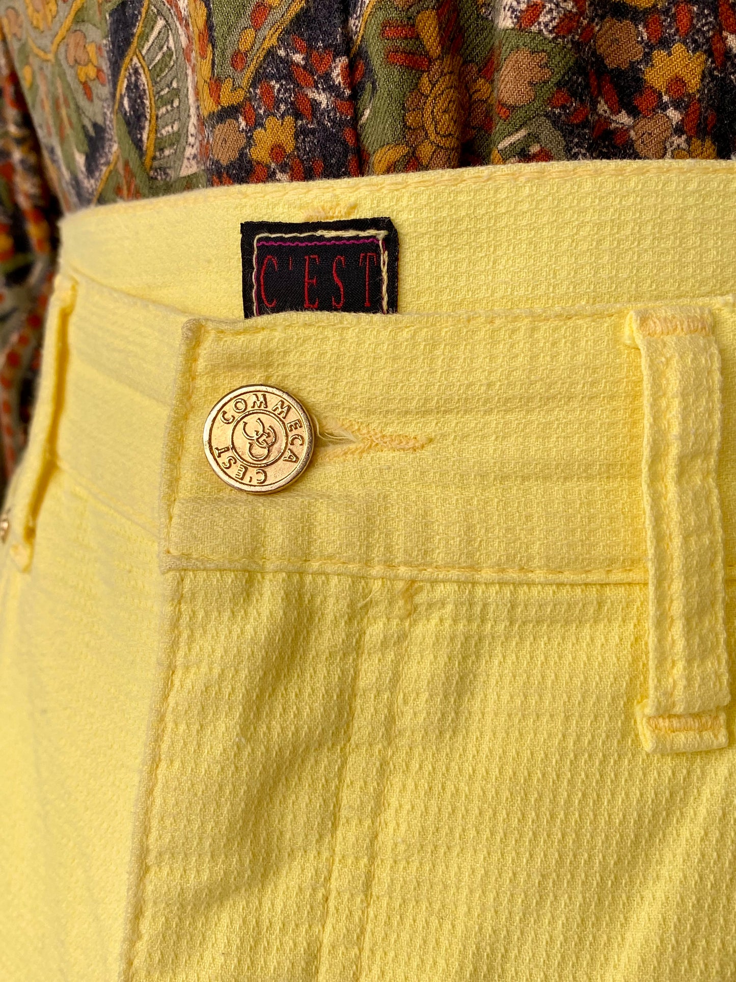 Pantaloni gialli in piquet di cotone - TG. 44