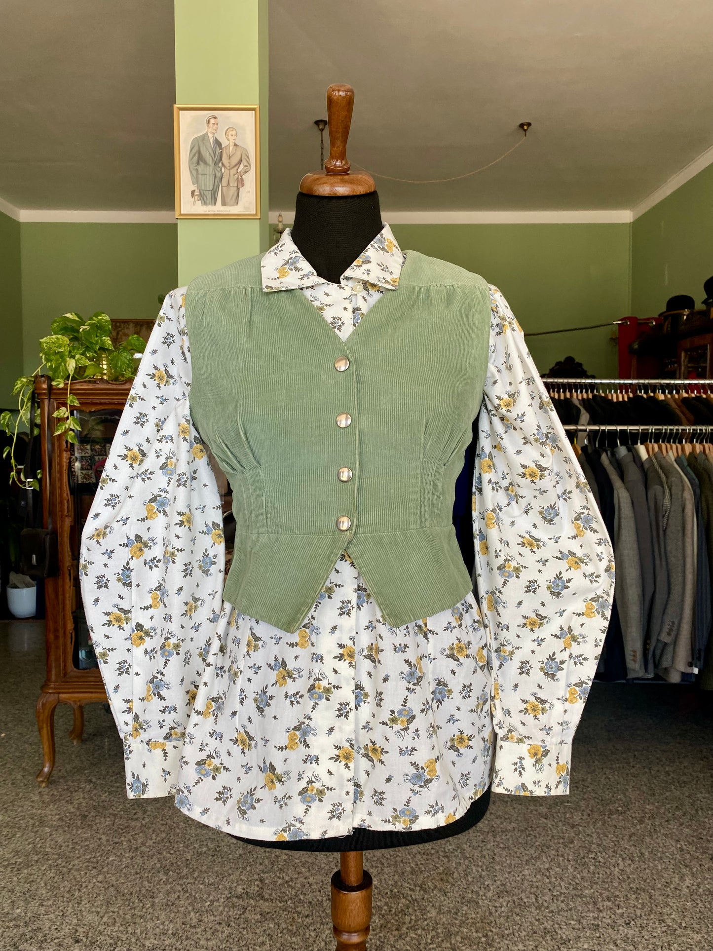 Completo gilet + gonna verde salvia - TG. 38