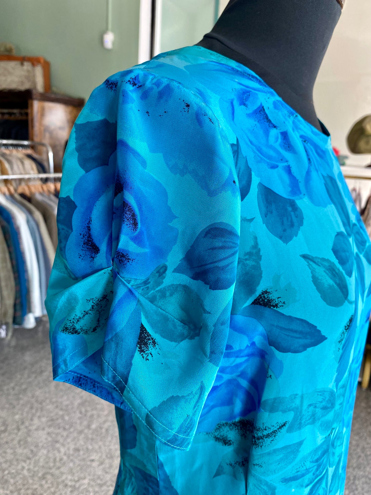 Abito in seta con rose blu - TG. 40