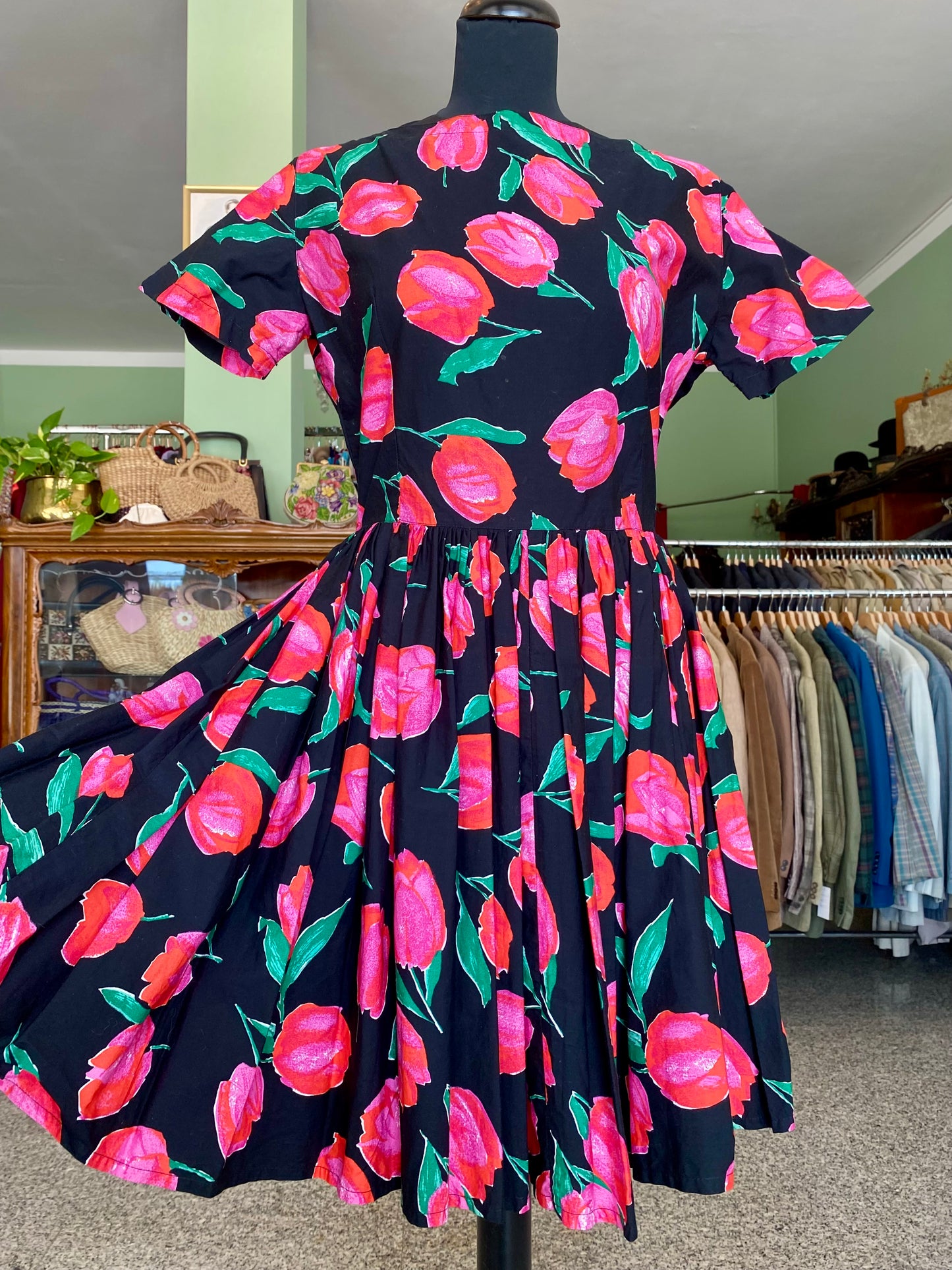 Abito in puro cotone con tulipani - TG. 42