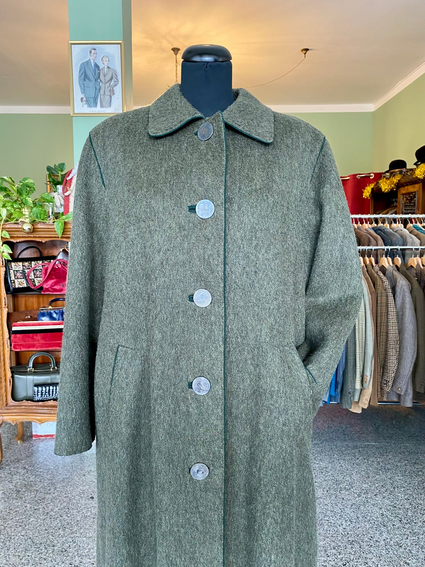 Cappotto tirolese verde militare - TG. 44/46