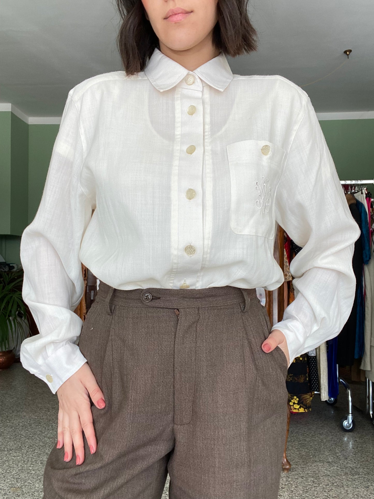 Camicia bianca fresco lana - TG. 46/48/50