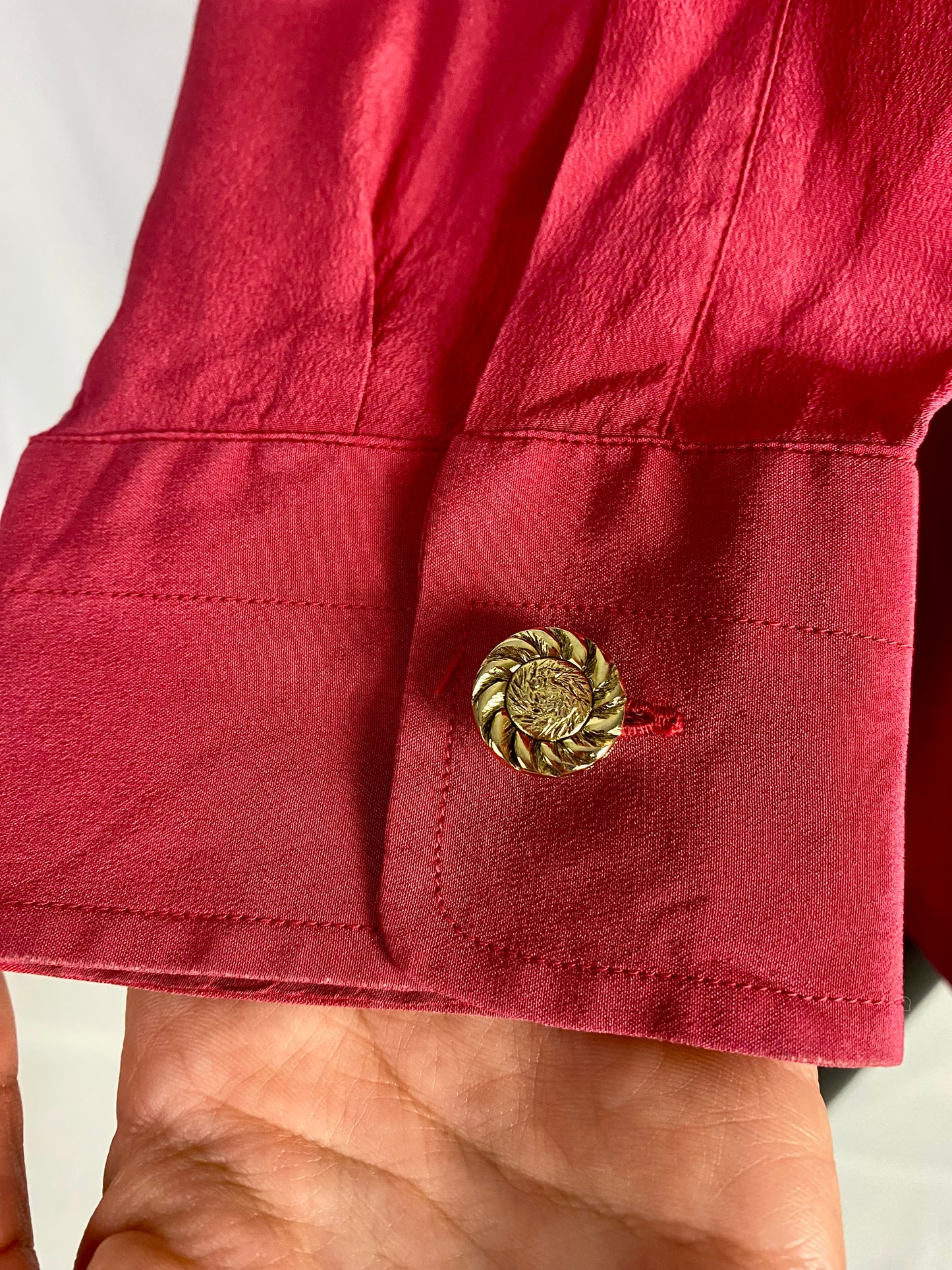 Camicia in pura seta color fragola - TG. 48/50