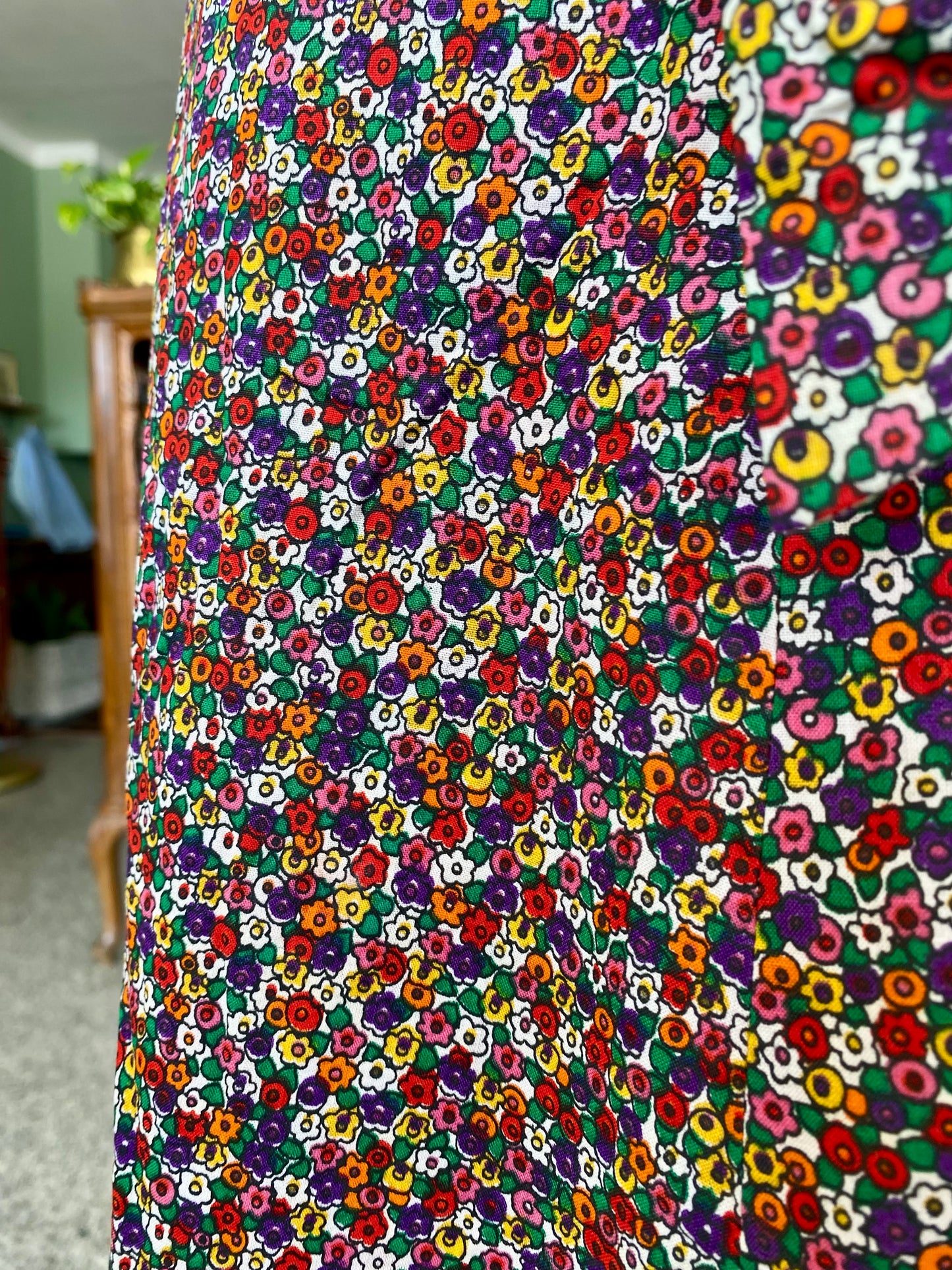 Abito lungo anni '70 in puro cotone floreale - TG. 38/40