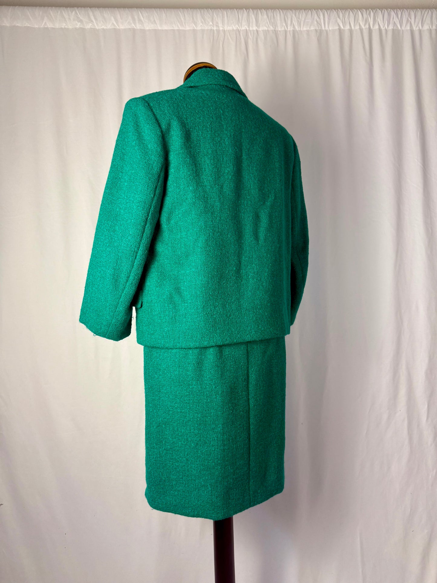 Tailleur giacca + abito in bouclé di lana anni ’60 sartoriale - TG. 40/42