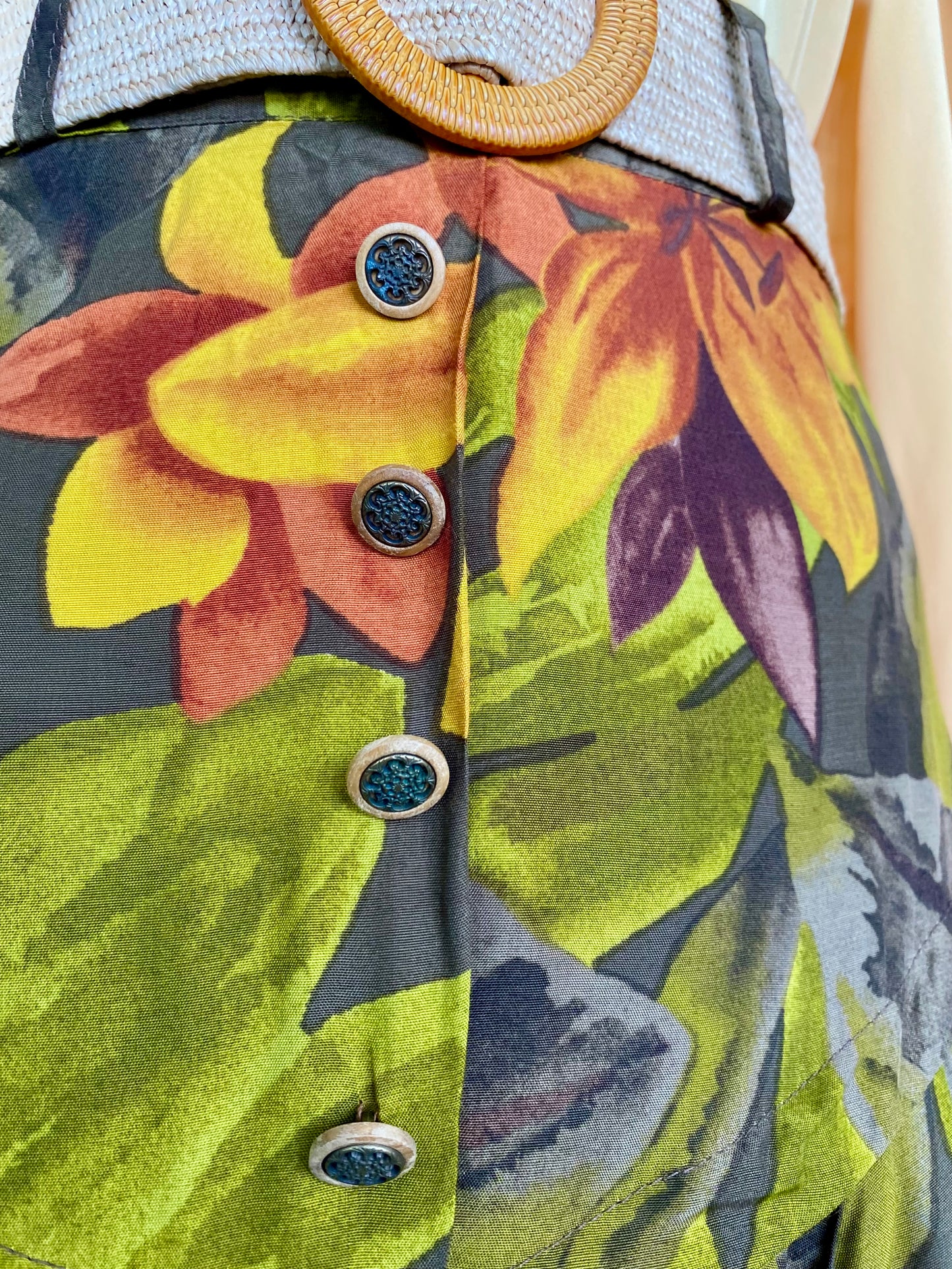 Gonna vintage anni ’70 a fiori tropicali - TG. 38