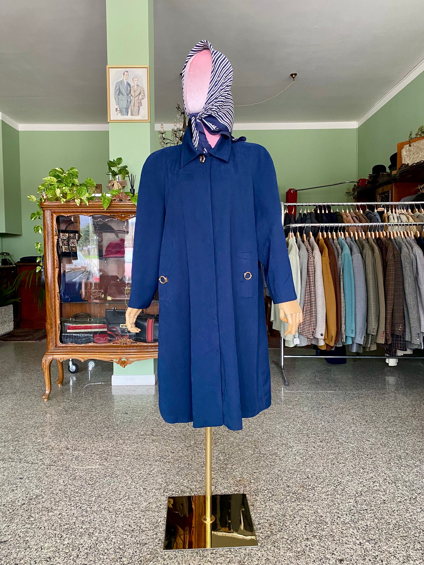Trench blu navy con bottoni oro - TG. 44/46 circa