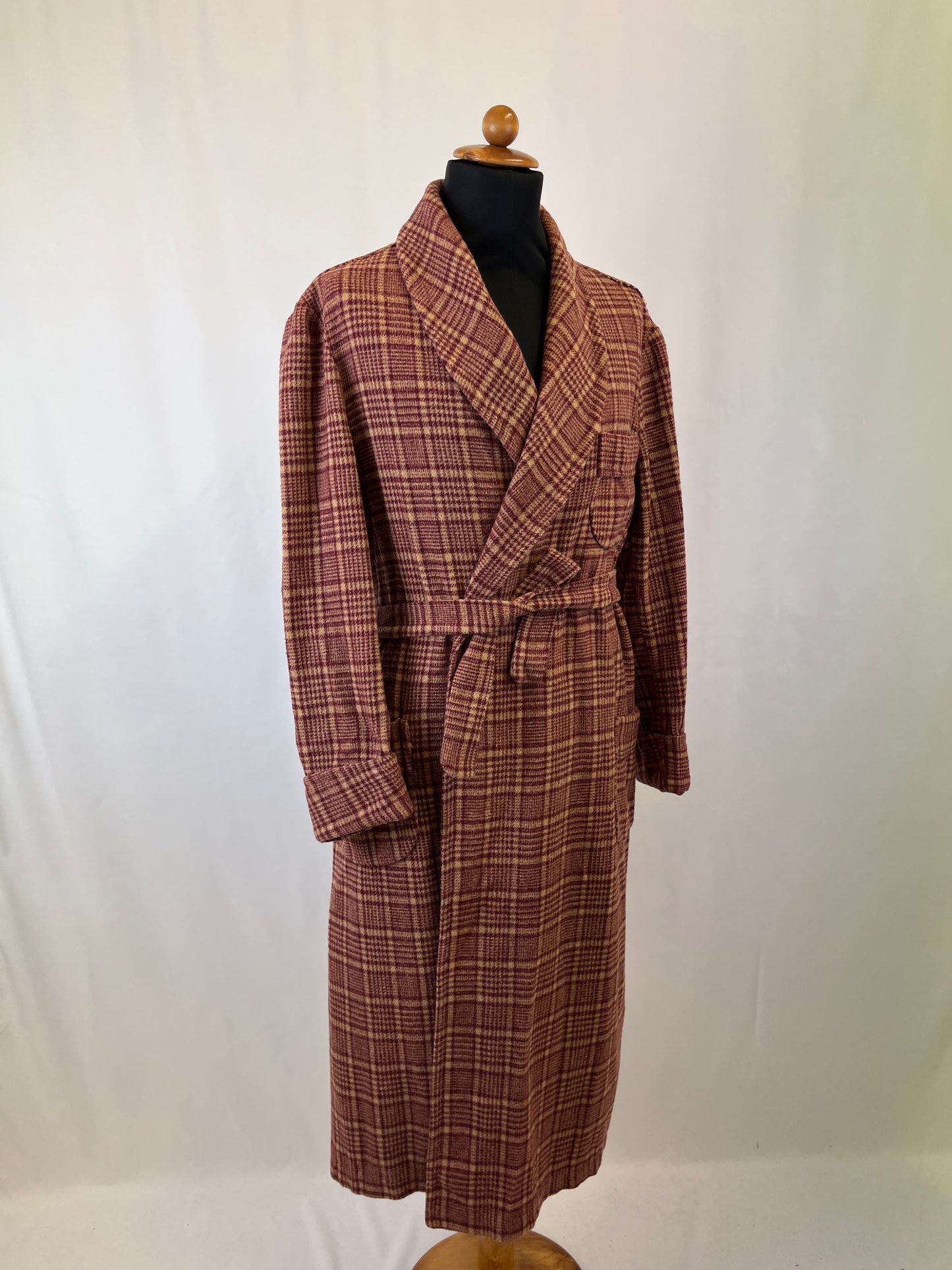 Vestaglia da camera beige a quadri L-XL