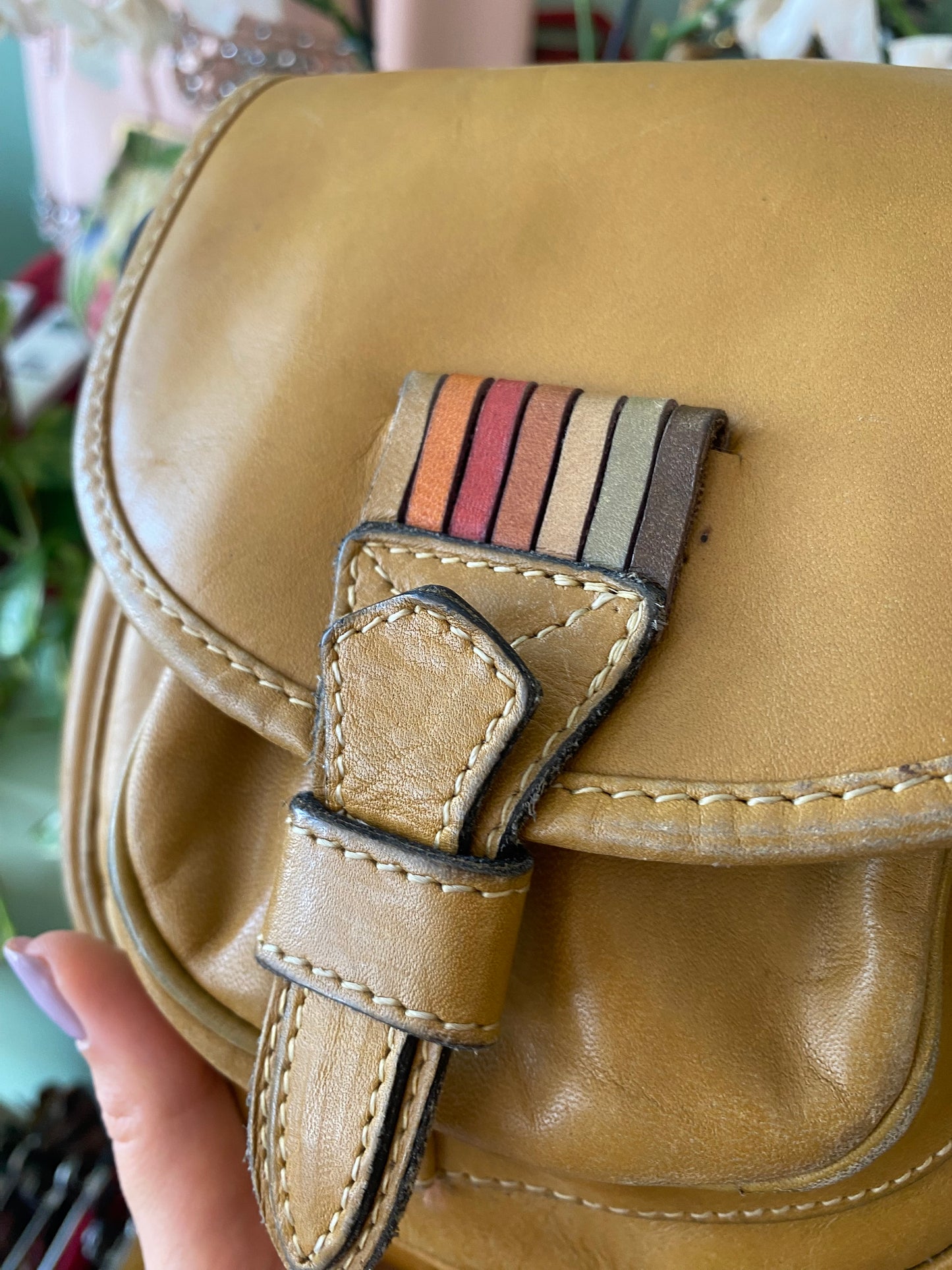 Borsa a tracolla in pelle senape