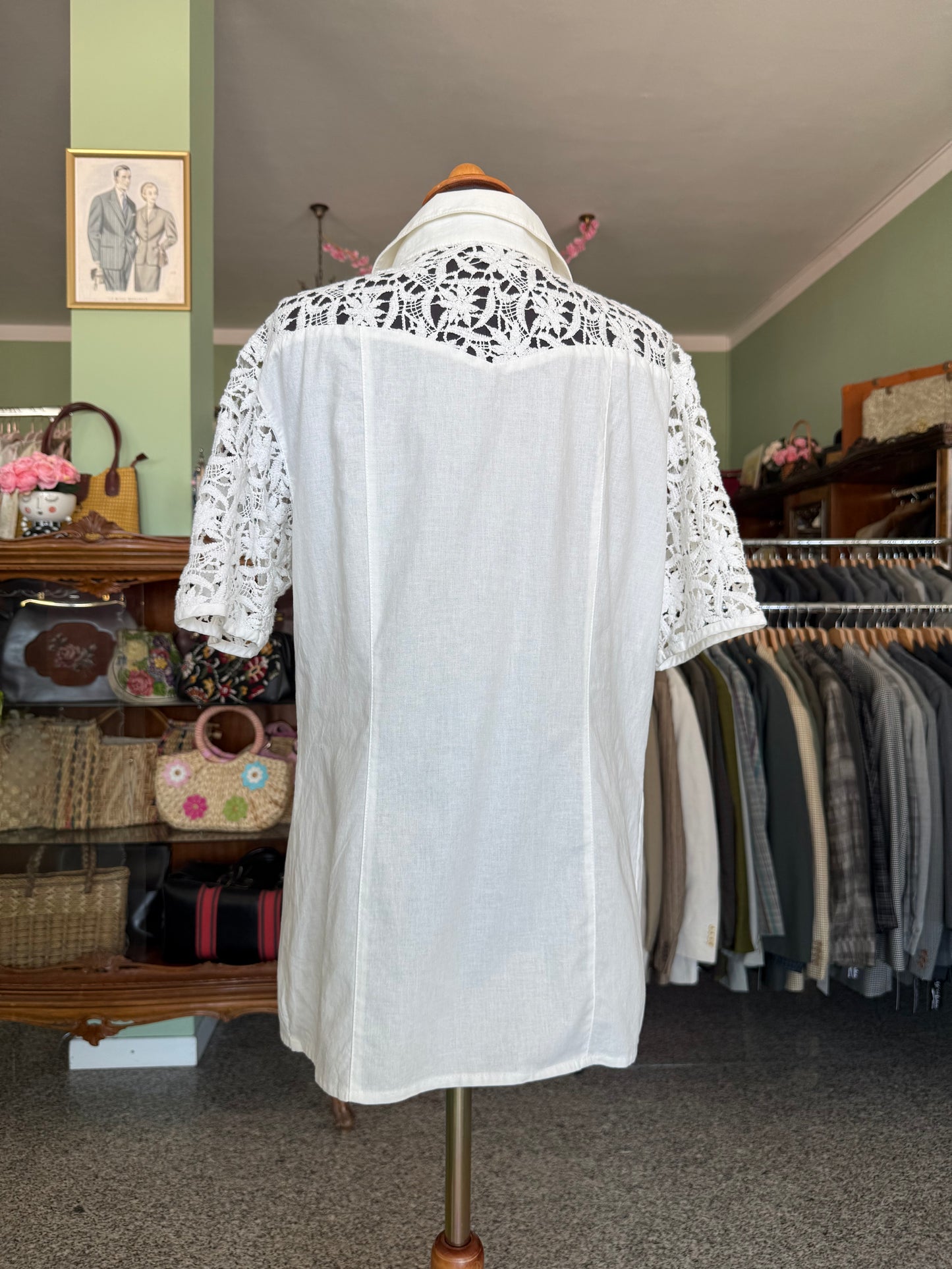 Camicia con inserti macramè- TG. 44