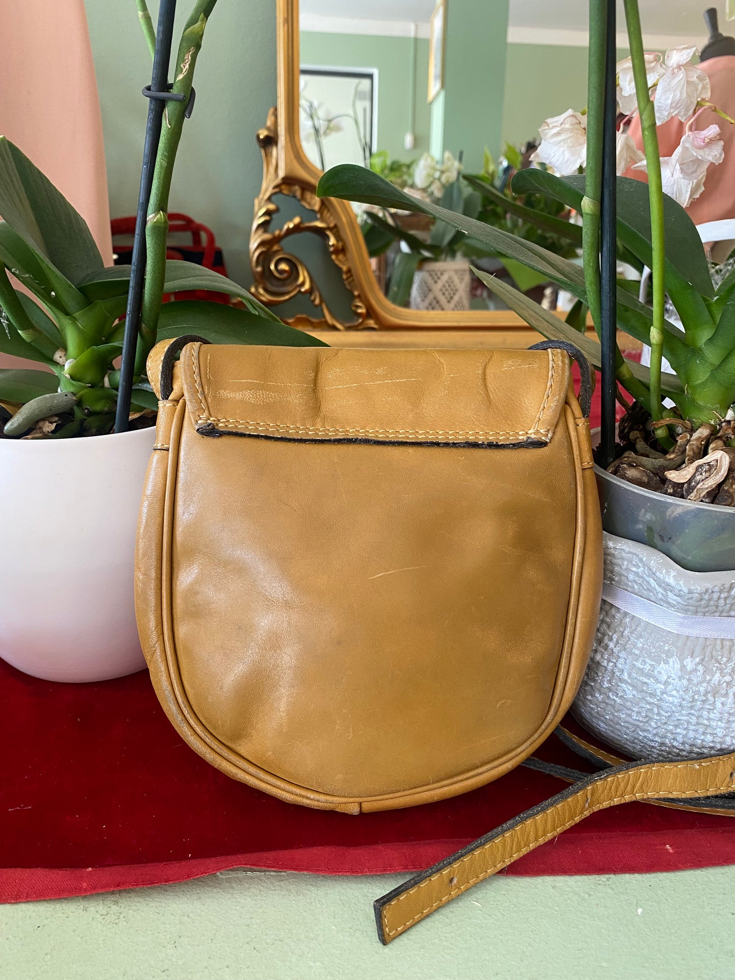 Borsa a tracolla in pelle senape