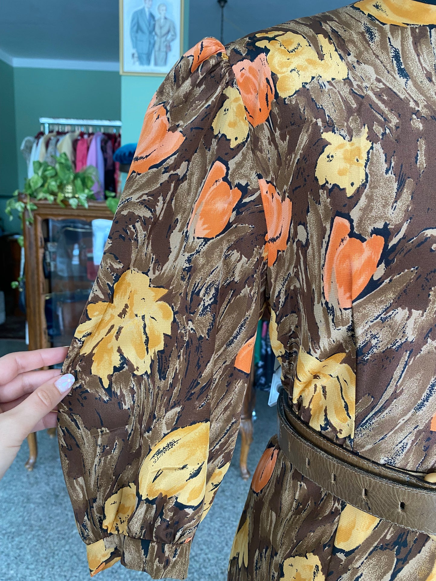 Abito in seta sartoriale con stampa pittorica - TG. 44 circa