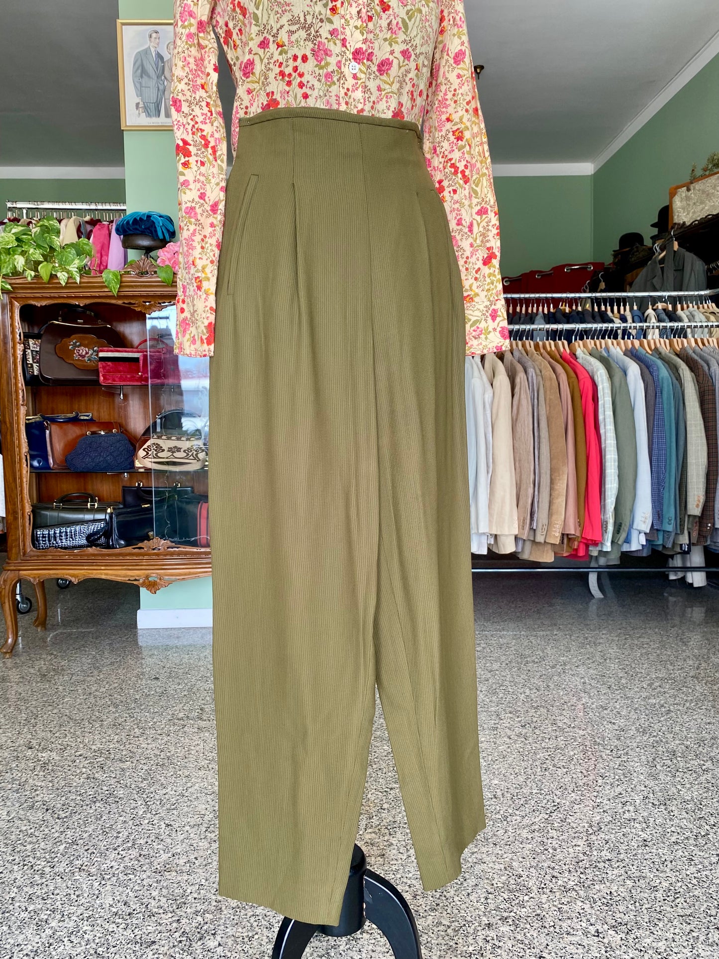 Pantaloni anni ‘80 cachi - TG. 38