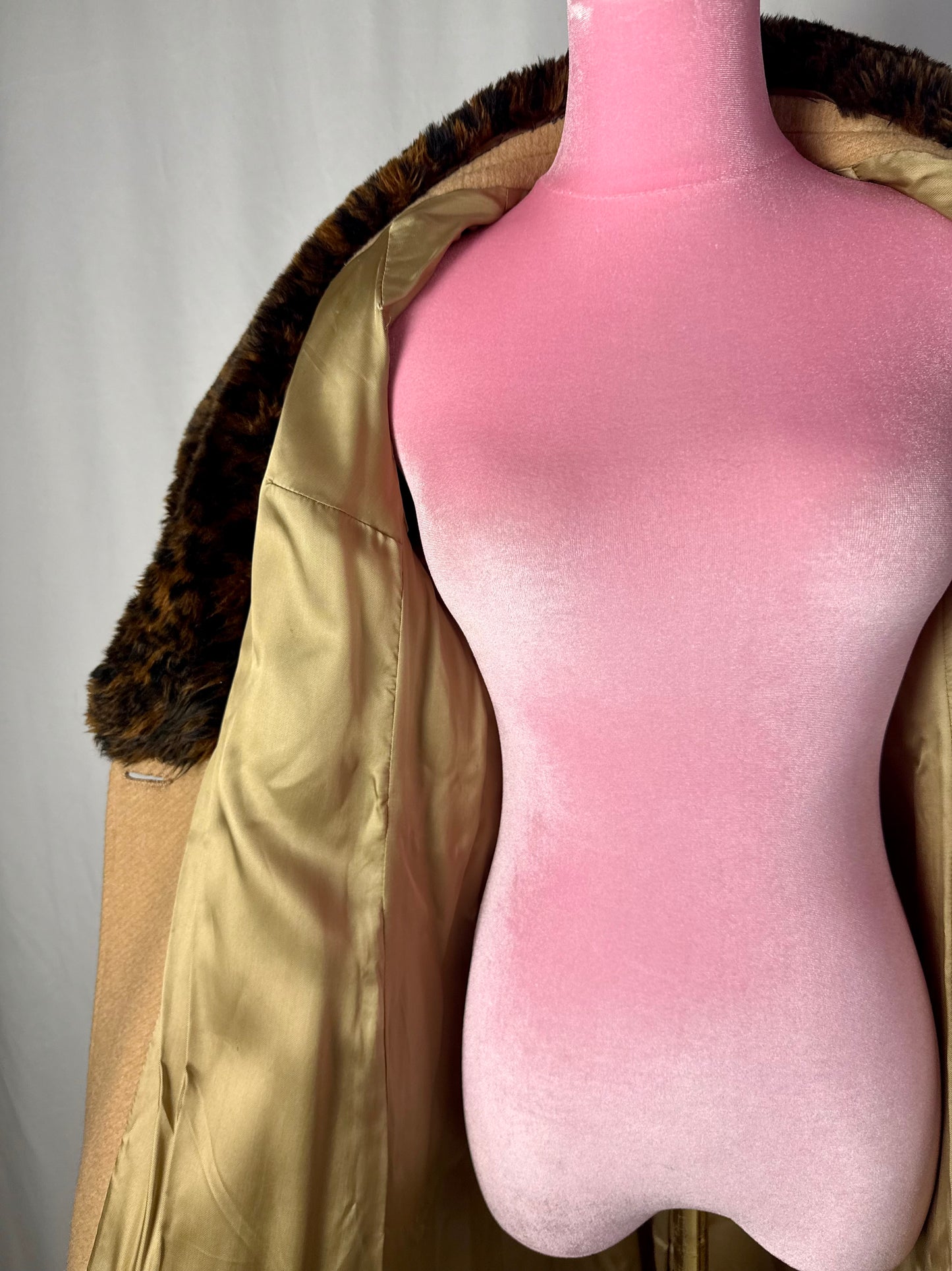 Cappotto in pura lana con eco pelliccia leopardata - TG. 42