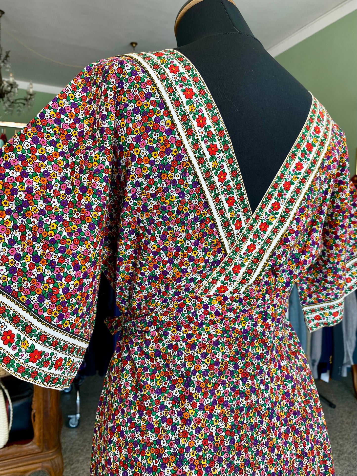 Abito lungo anni '70 in puro cotone floreale - TG. 38/40