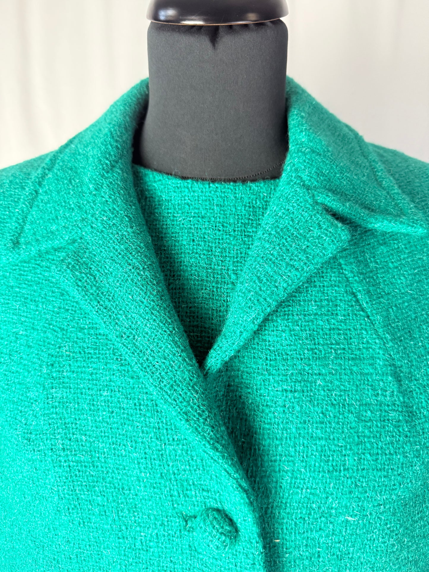 Tailleur giacca + abito in bouclé di lana anni ’60 sartoriale - TG. 40/42