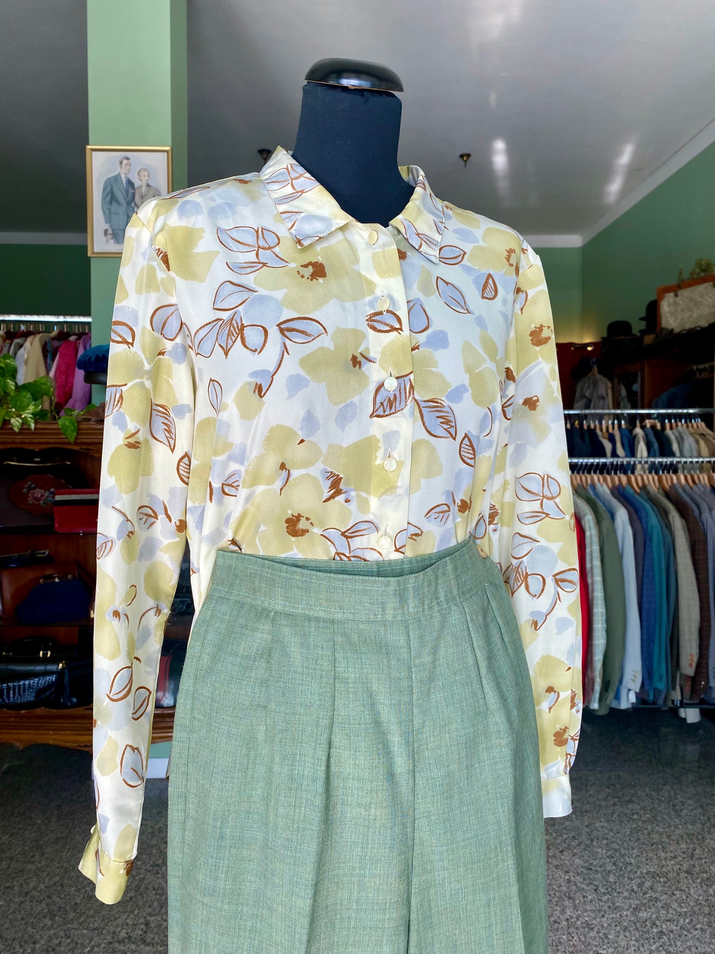 Camicia anni ‘80 stampa floreale stilizzata - TG. 44 circa