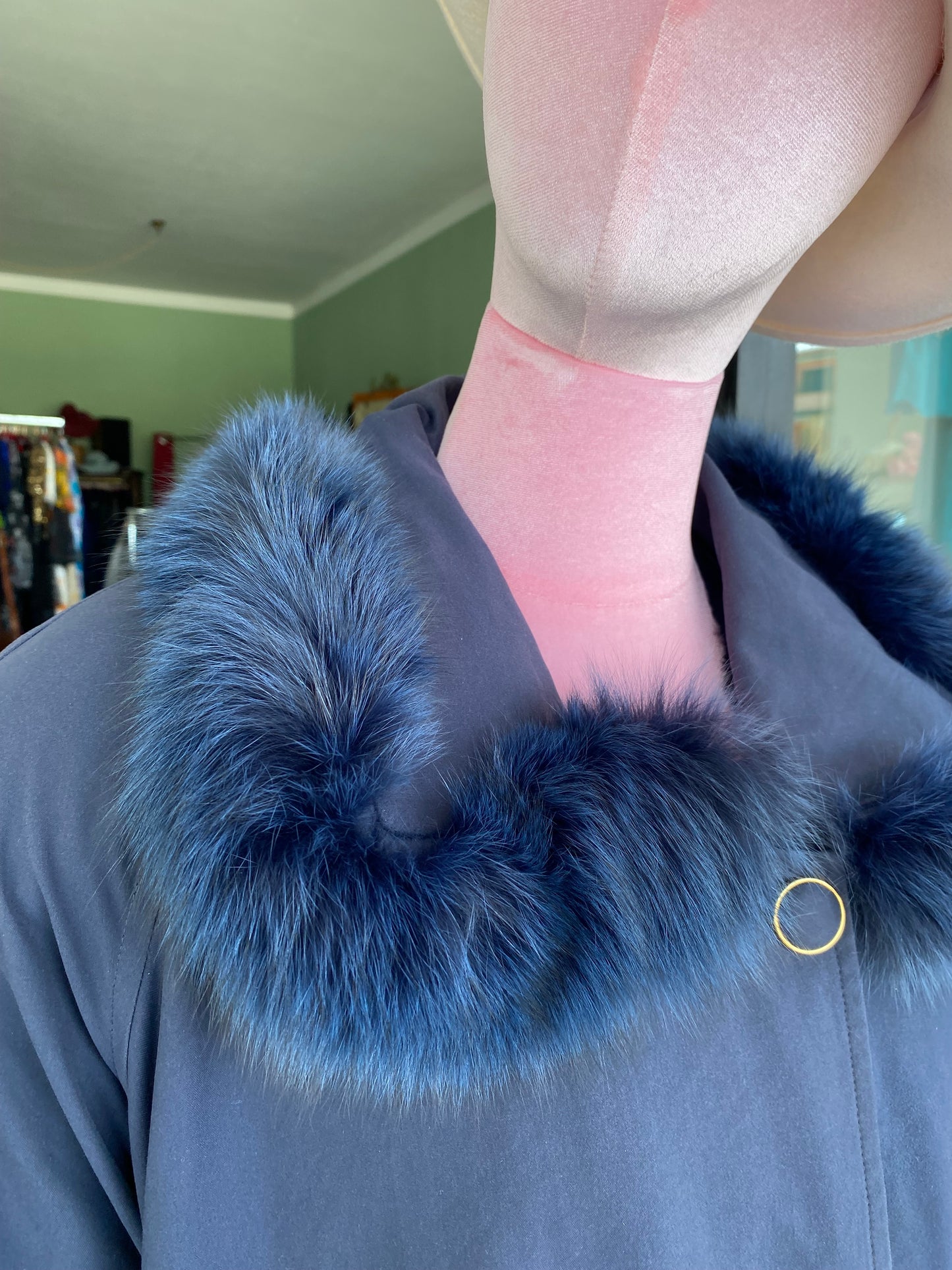 Trench blu con fodera in eco pelliccia - Per Roberta