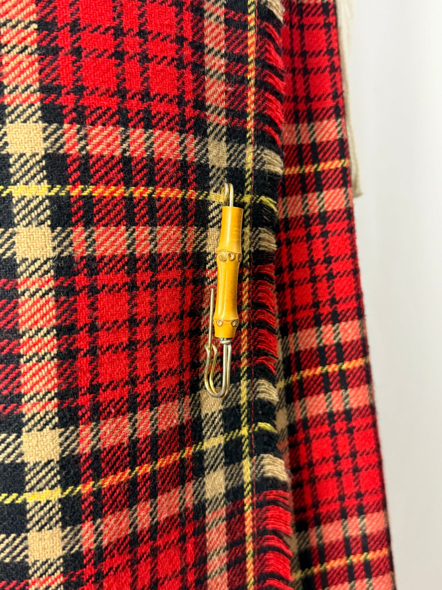 Gonna tartan in pura lana con spilla - TG. 40