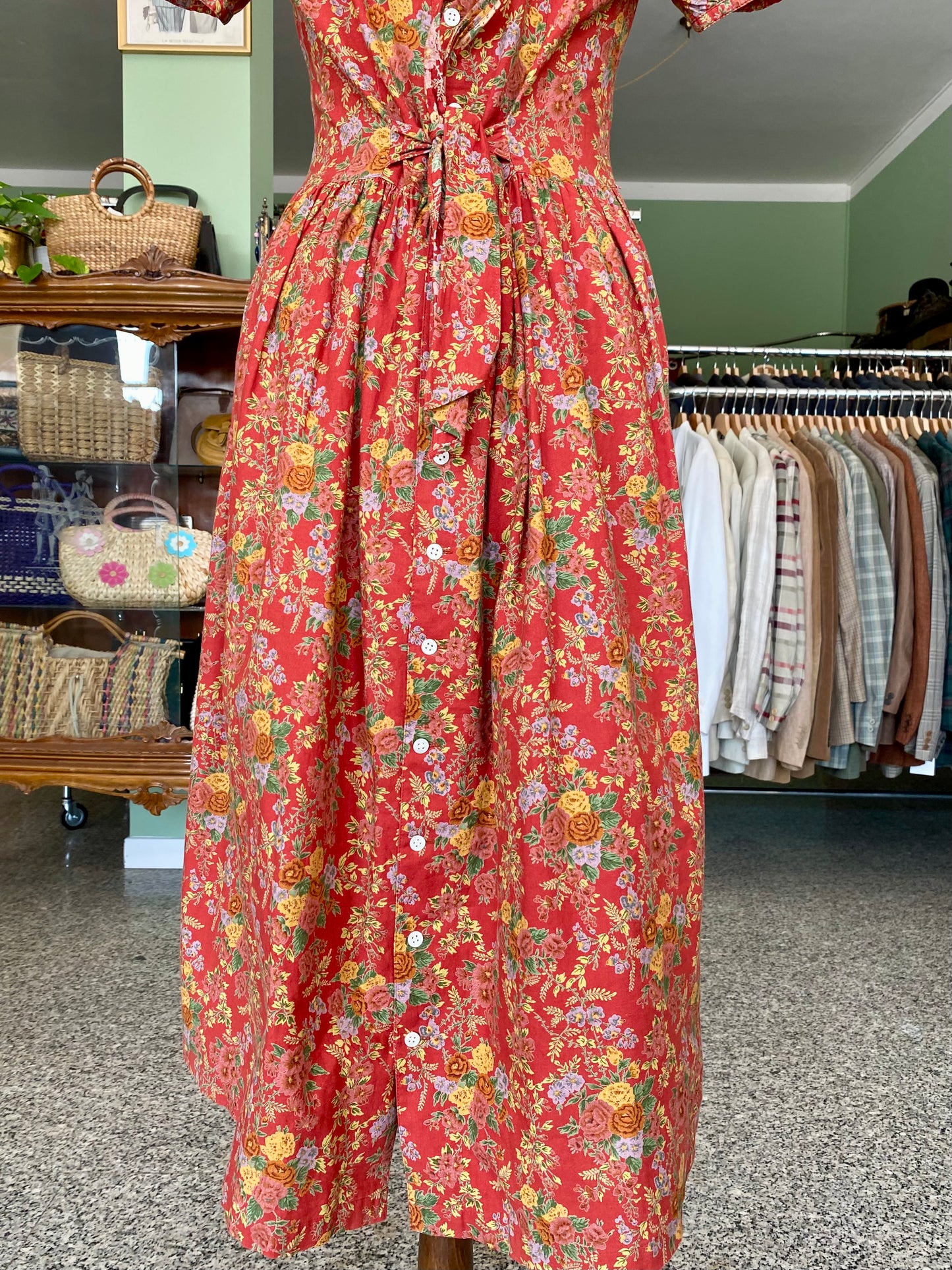 Abito in cotone floreale con maniche a 🎈- TG. 40/42