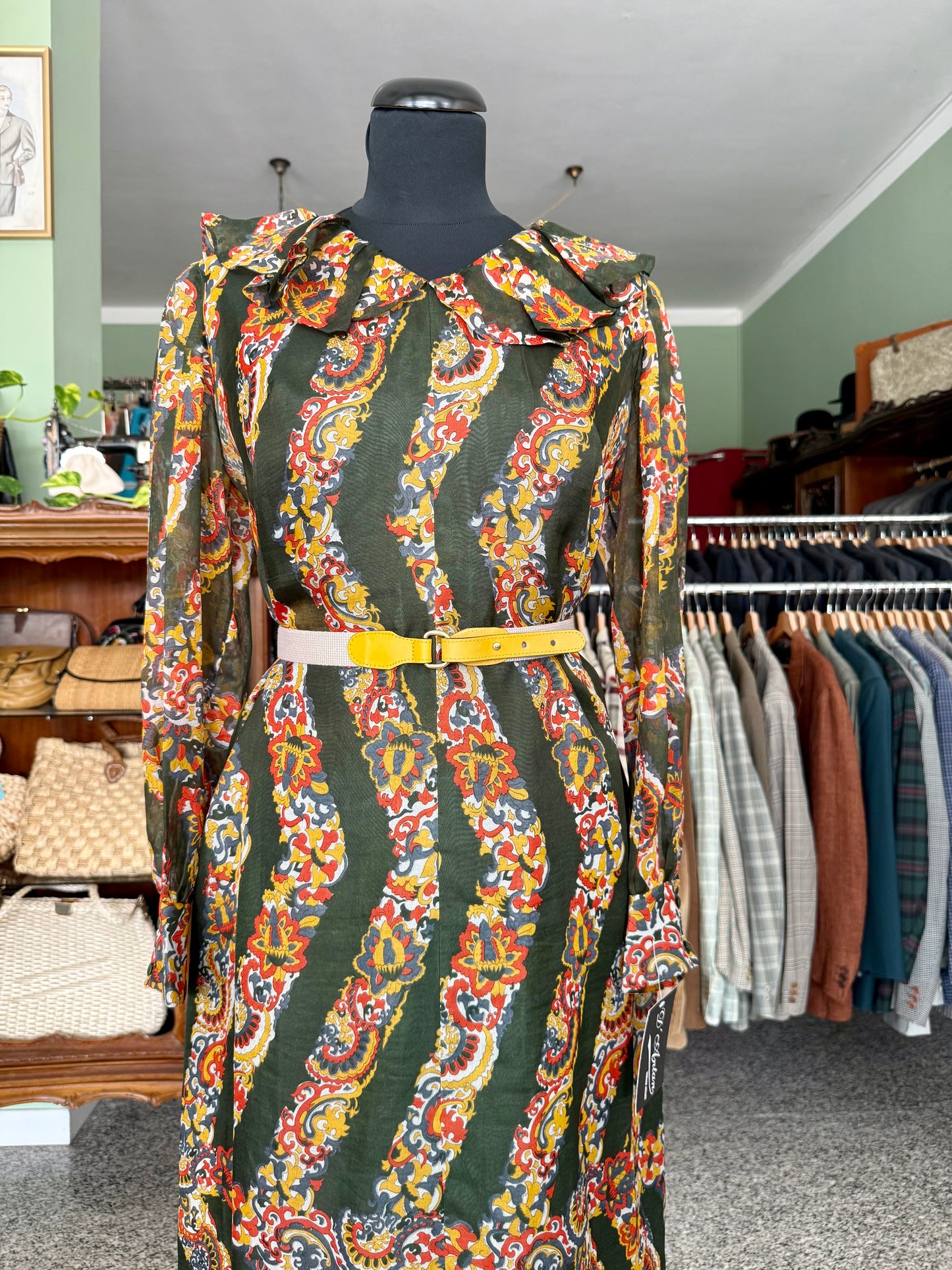 Abito in organza di seta stampata - Inizio anni ’70 - TG. 44