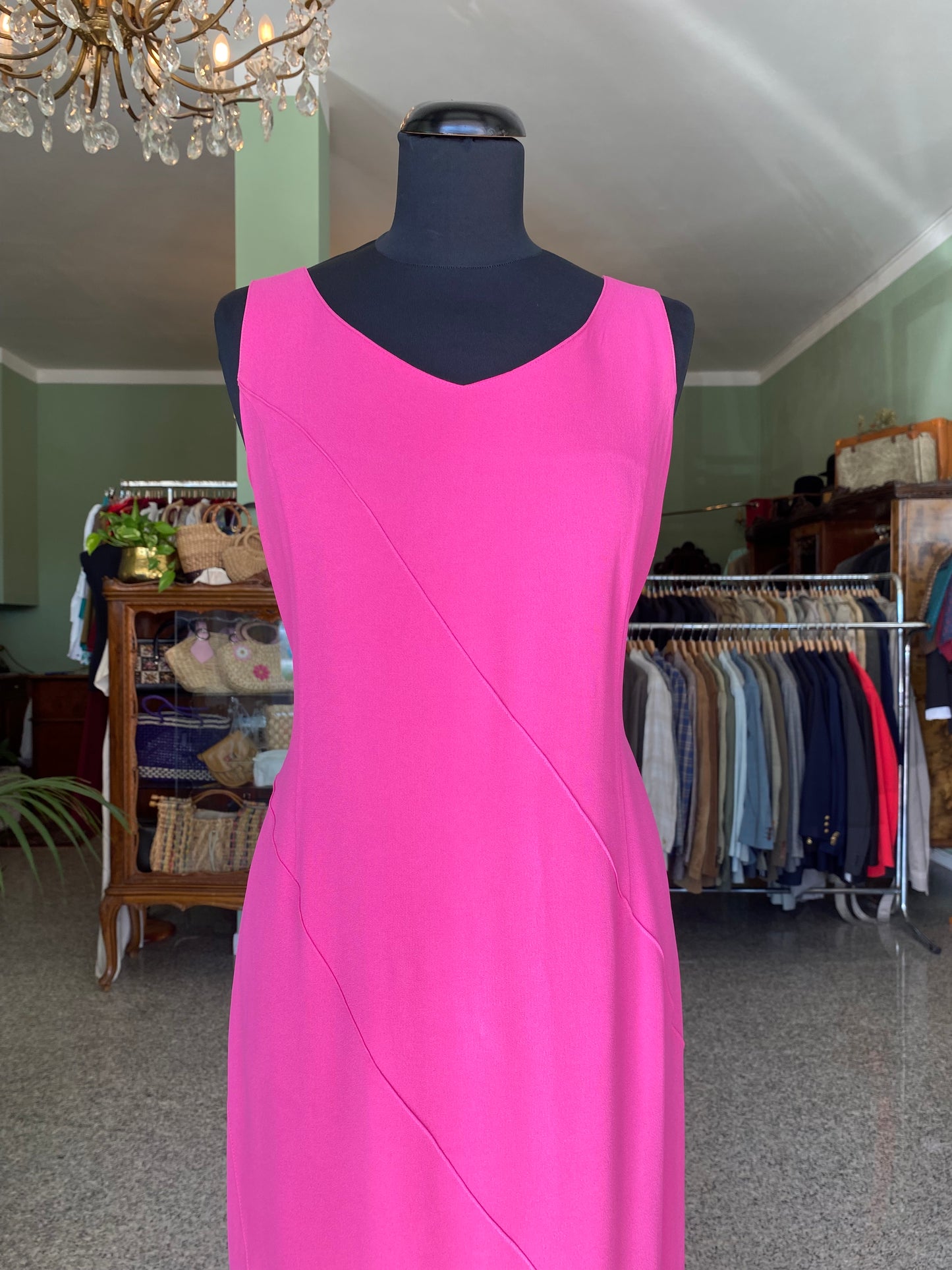 Tubino anni ‘90 fucsia in crepe di seta - TG. 42/44