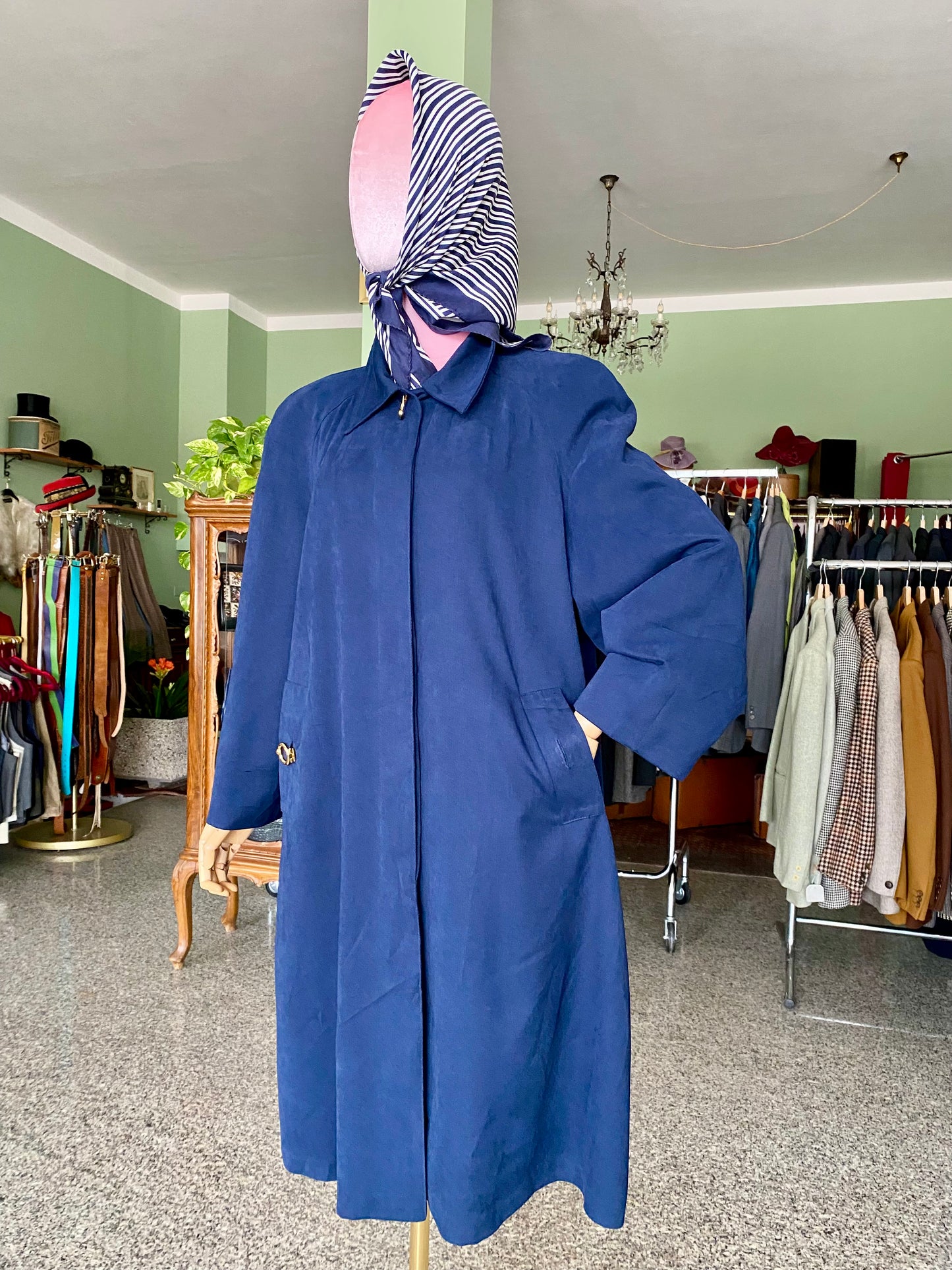 Trench blu navy con bottoni oro - TG. 44/46 circa