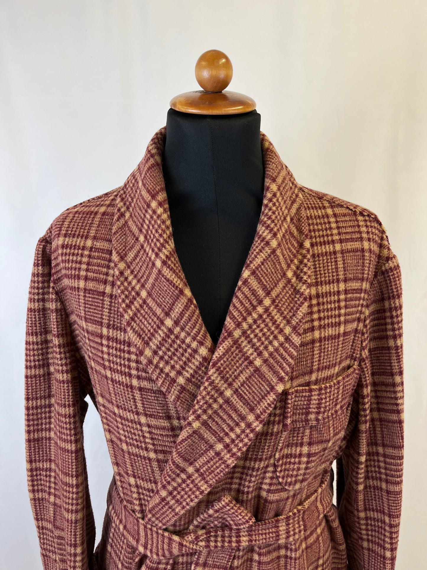 Vestaglia da camera beige a quadri L-XL