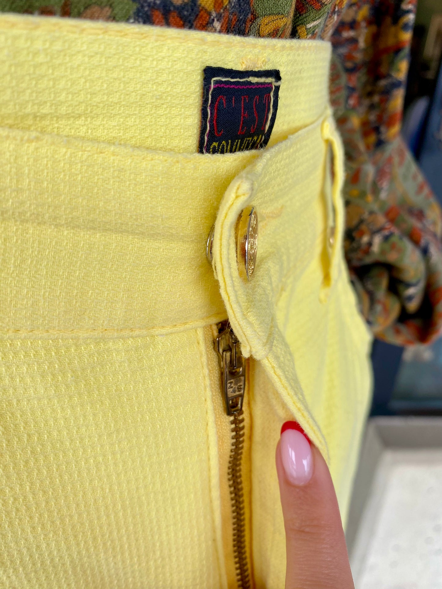 Pantaloni gialli in piquet di cotone - TG. 44