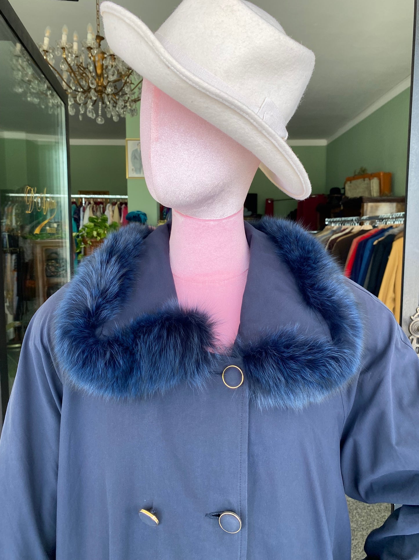 Trench blu con fodera in eco pelliccia - Per Roberta