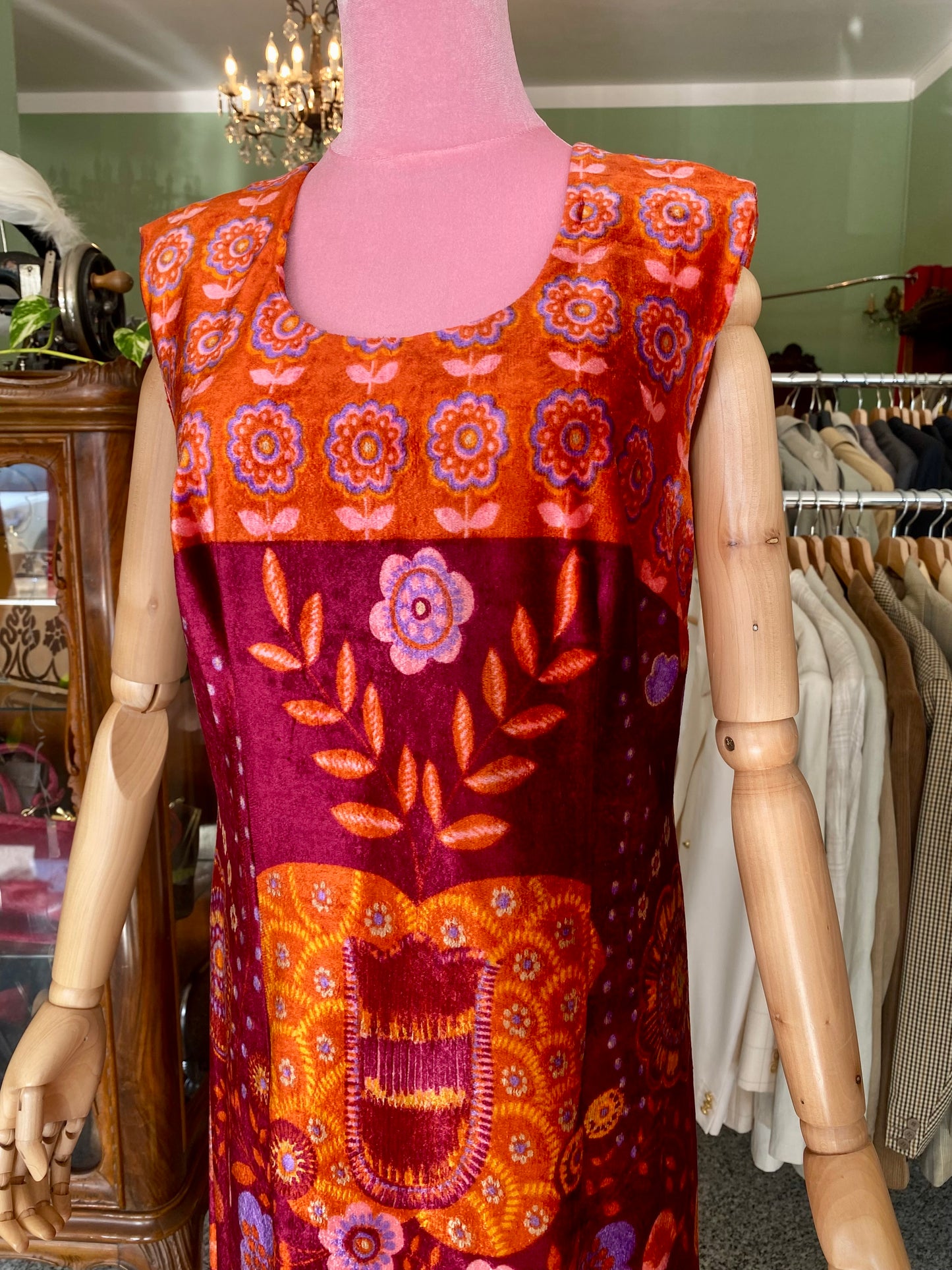 Maxi dress anni ‘70 in velour - TG. 44