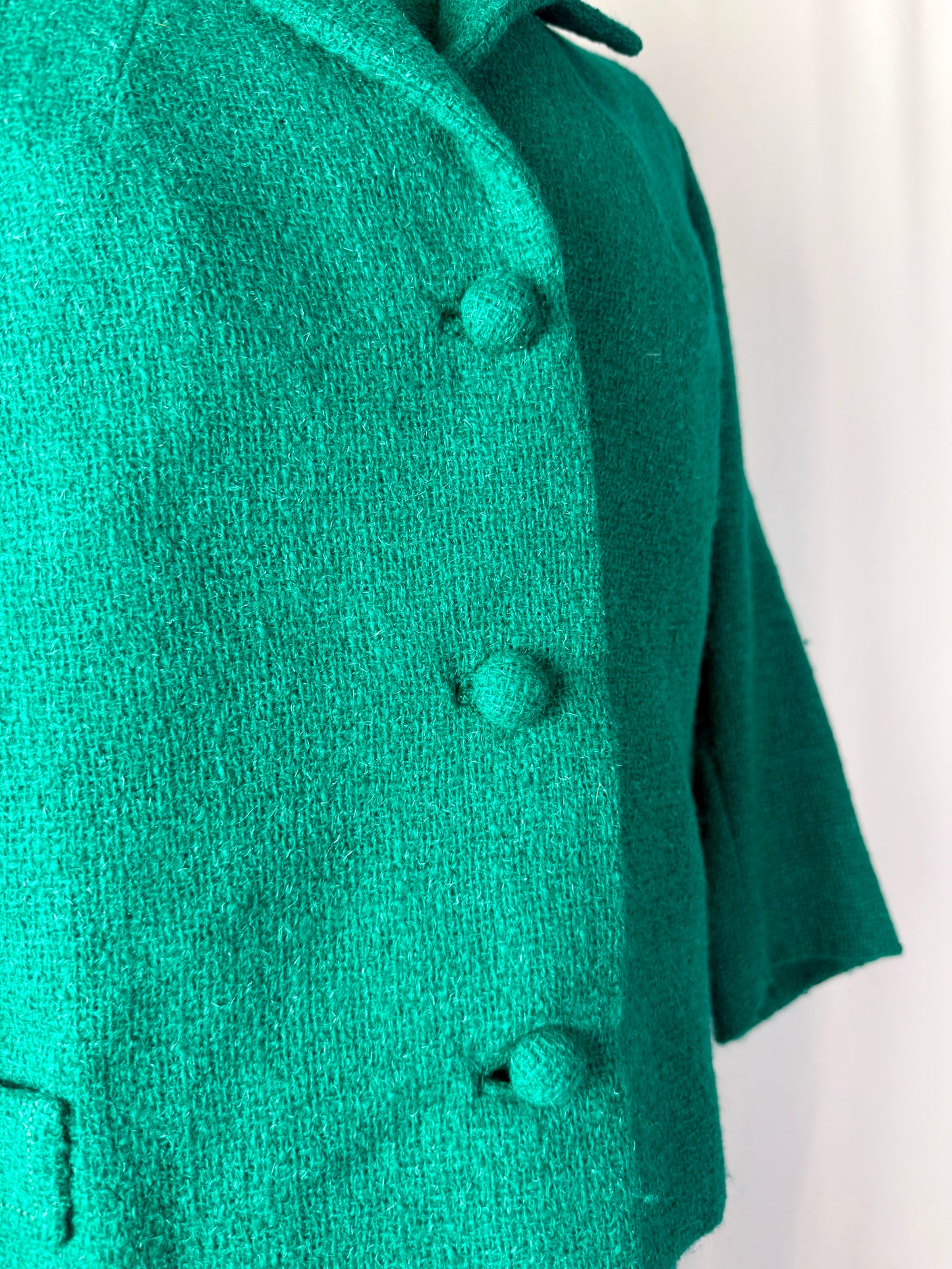 Tailleur giacca + abito in bouclé di lana anni ’60 sartoriale - TG. 40/42