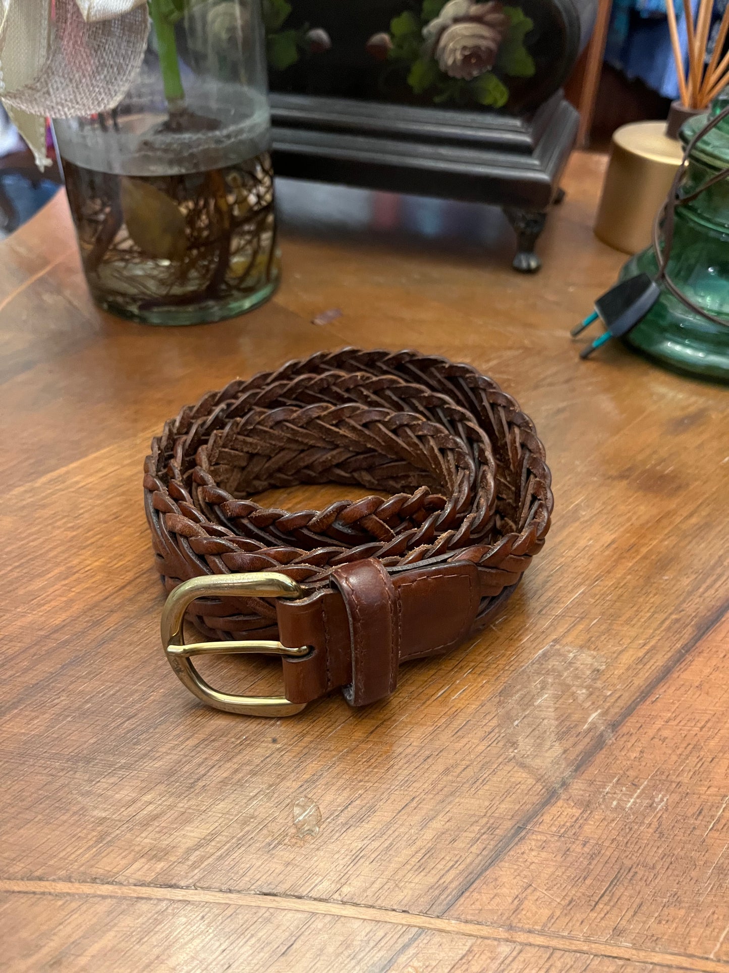 Cintura in pelle intrecciata