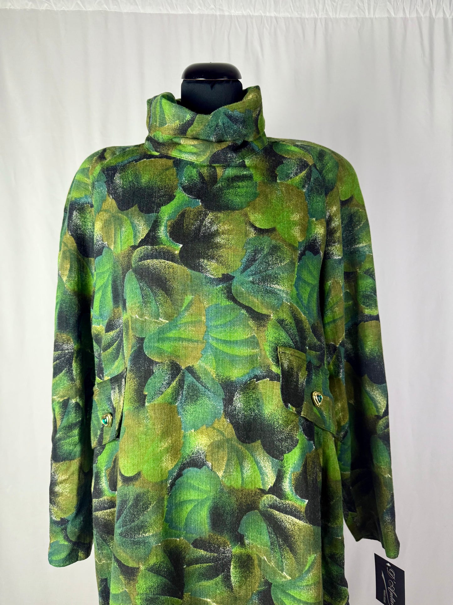 Abito in pura lana con stampa foglie - TG. 48/50