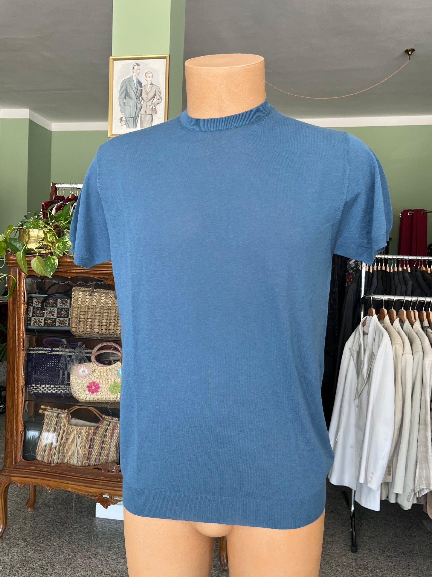 T-shirt a maniche corte cotone/lino tg. 48