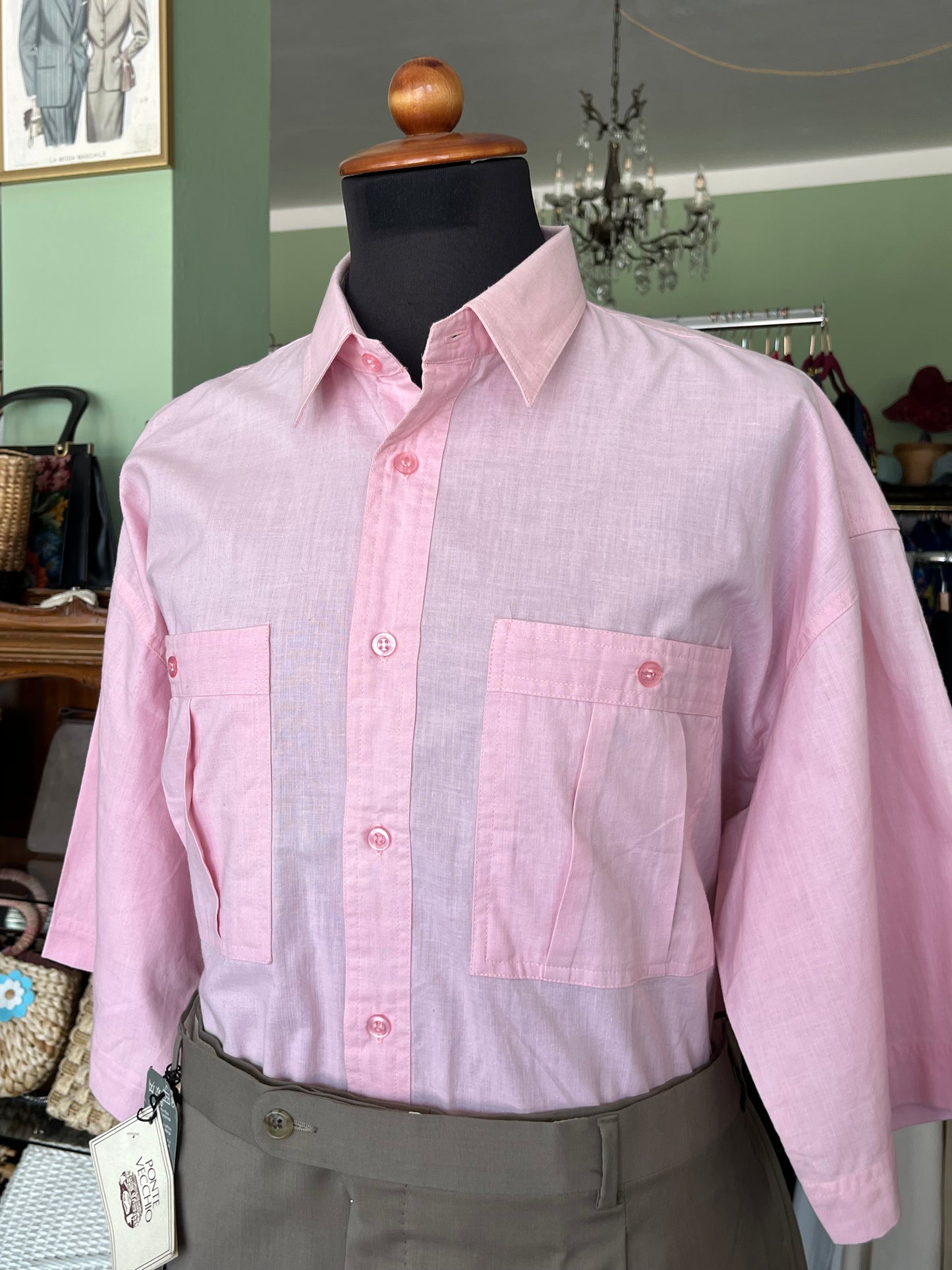 Camicia a maniche corte lino L-XL