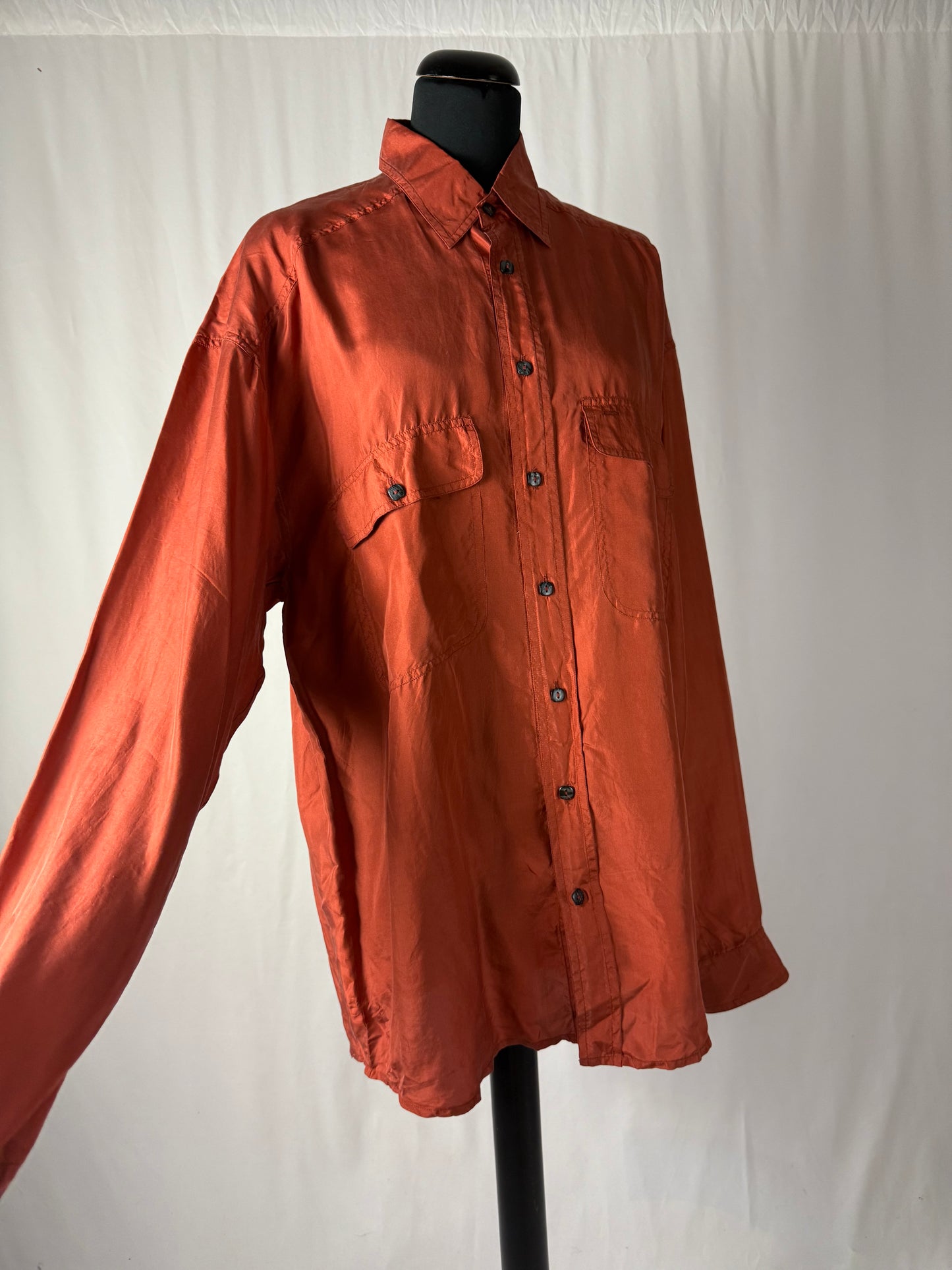 Camicia in pura seta color ruggine - TG. 50/52