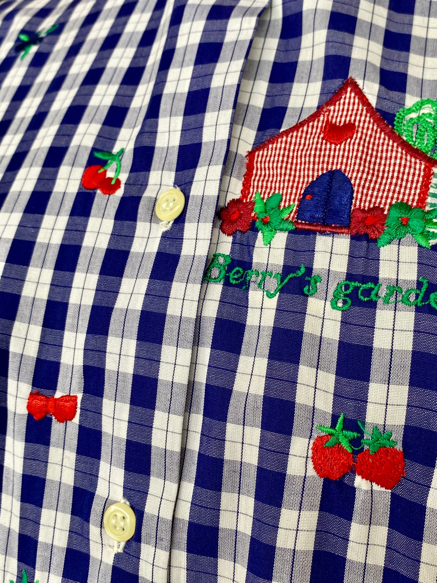 Camicia in cotone a quadretti con ricami - TG. 42 circa