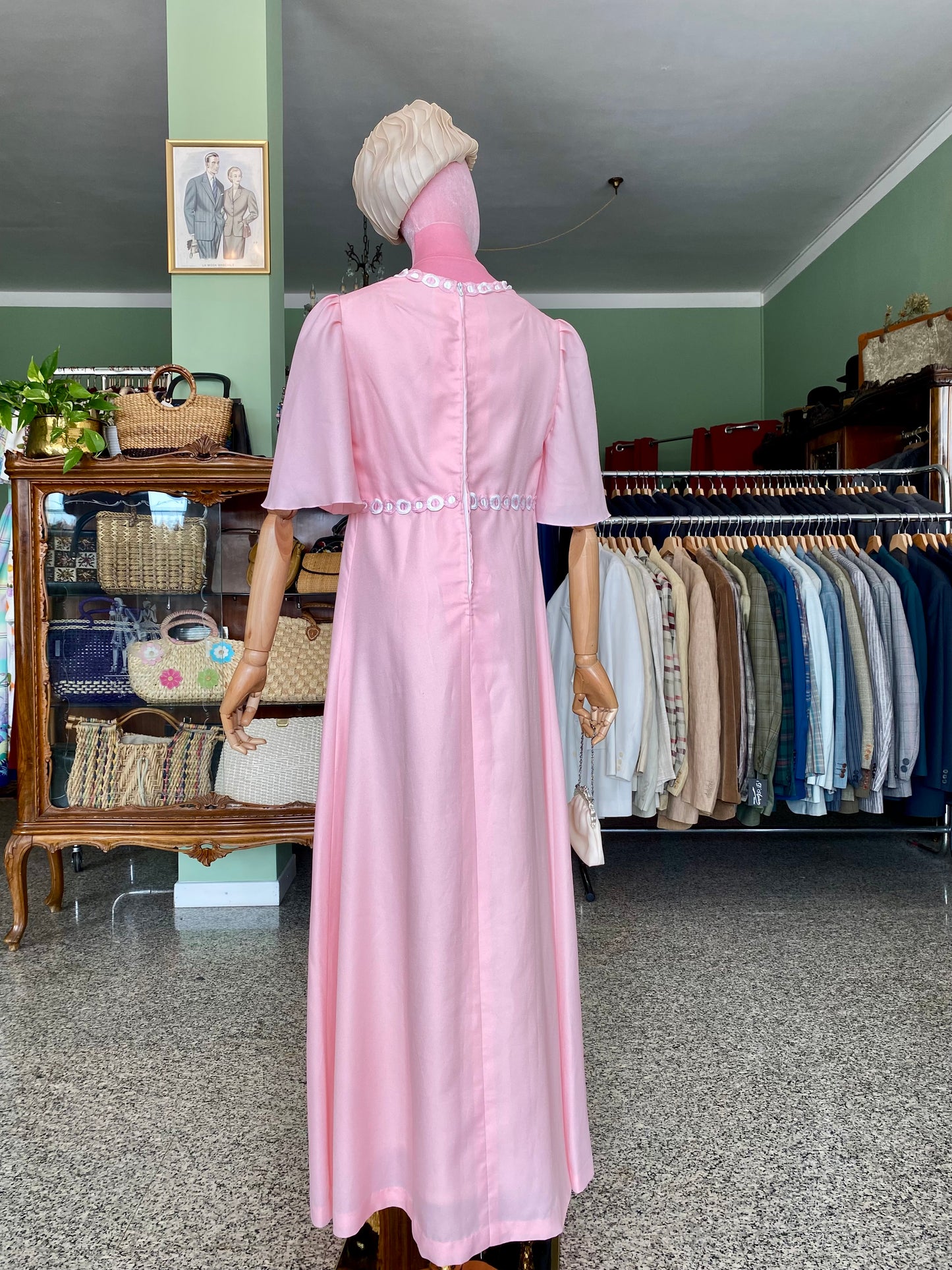 Maxi dress anni ‘70 rosa pastello - TG. 40