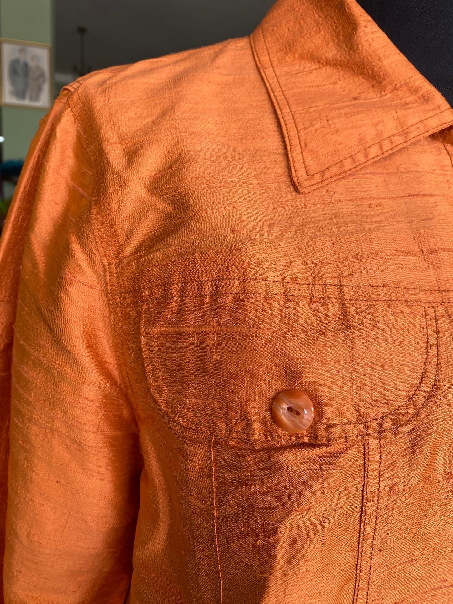 Camicia in shantung arancione - TG 42/44