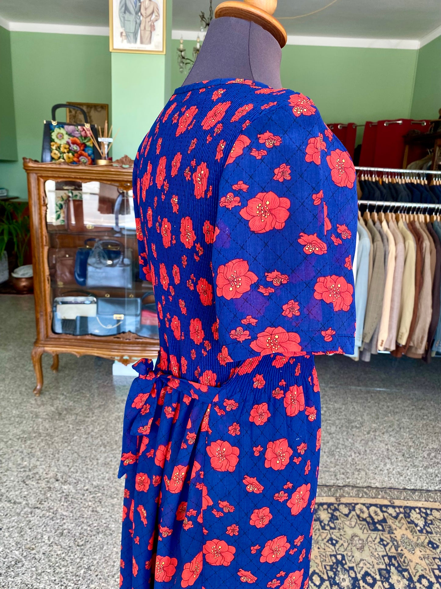 Abito anni ‘70 con fiori rossi - TG. 38/40