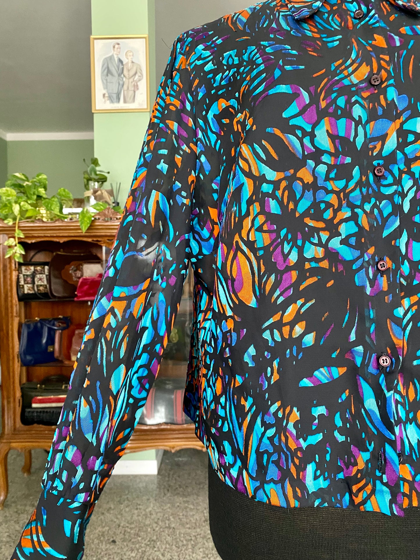 Camicia anni ‘70 stampa astratta - TG. 44 circa